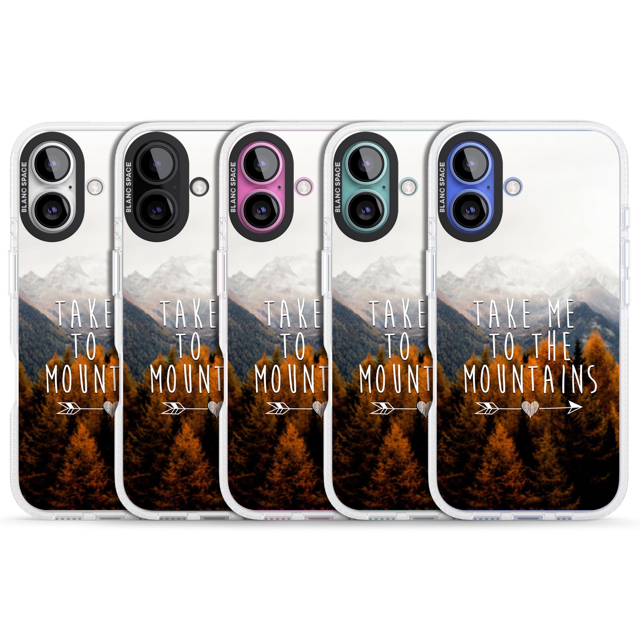 Take Me Mountains Quote iPhone 16 / 16 Plus Clear Case Impact Air - Blanc Space