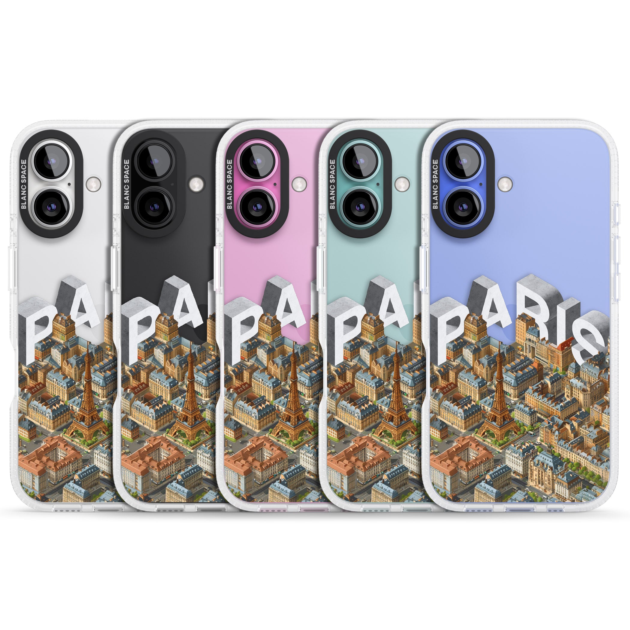 Paris iPhone 16 / 16 Plus Clear Case Impact Air - Blanc Space