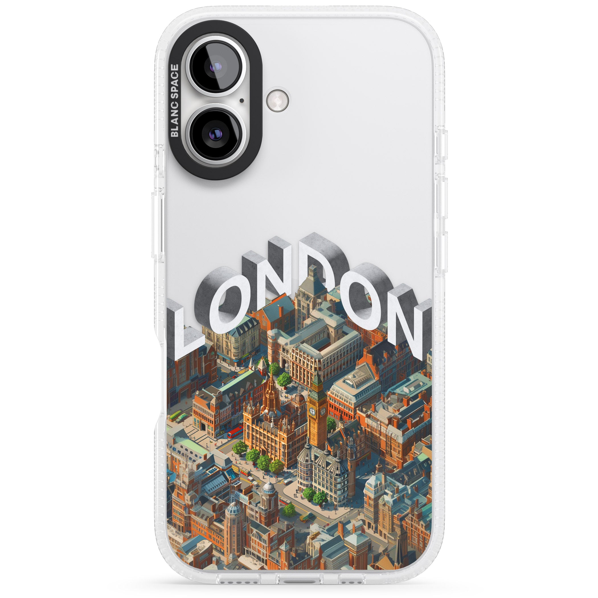 London iPhone 16 / 16 Plus Clear Case Impact Air - Blanc Space