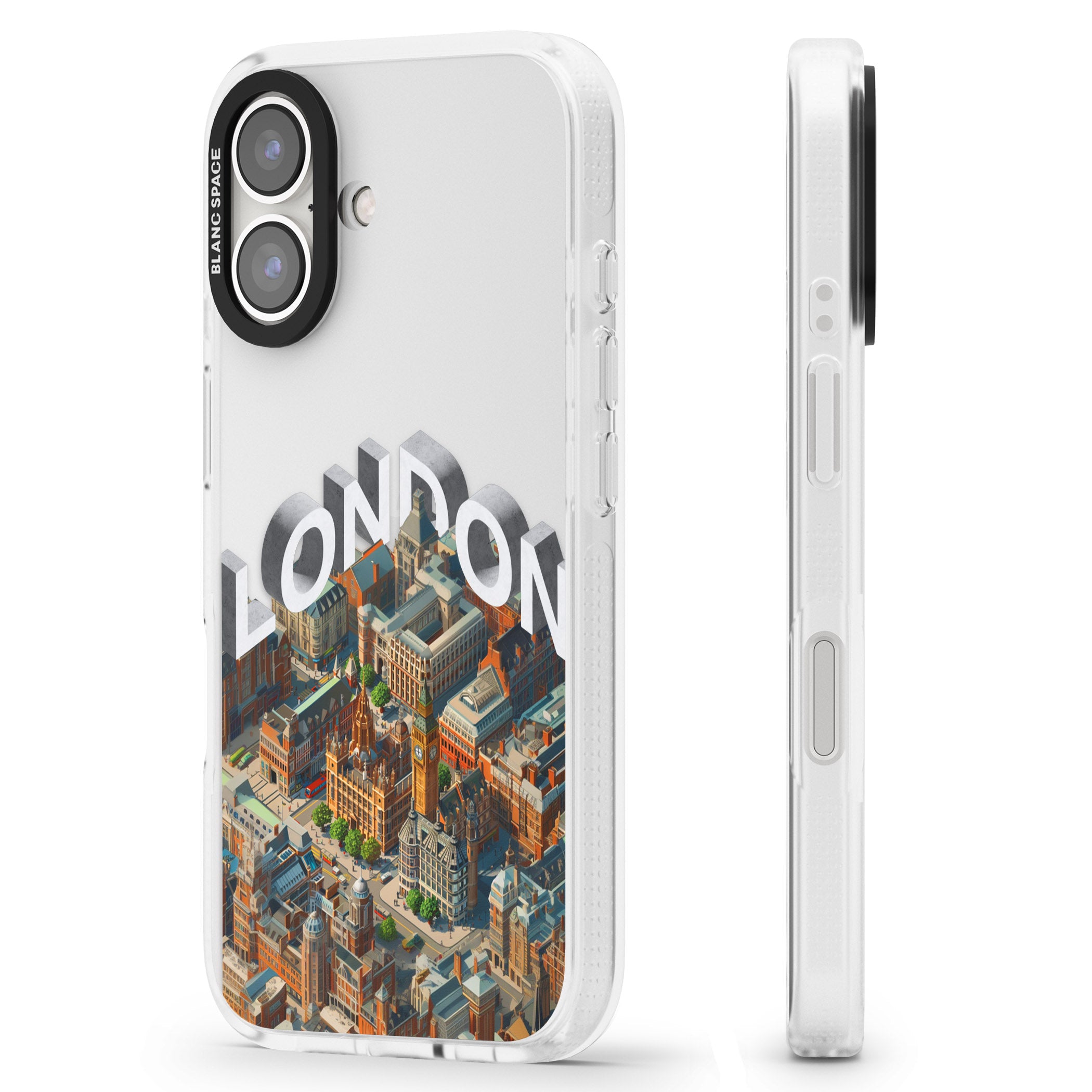 London iPhone 16 / 16 Plus Clear Case Impact Air - Blanc Space