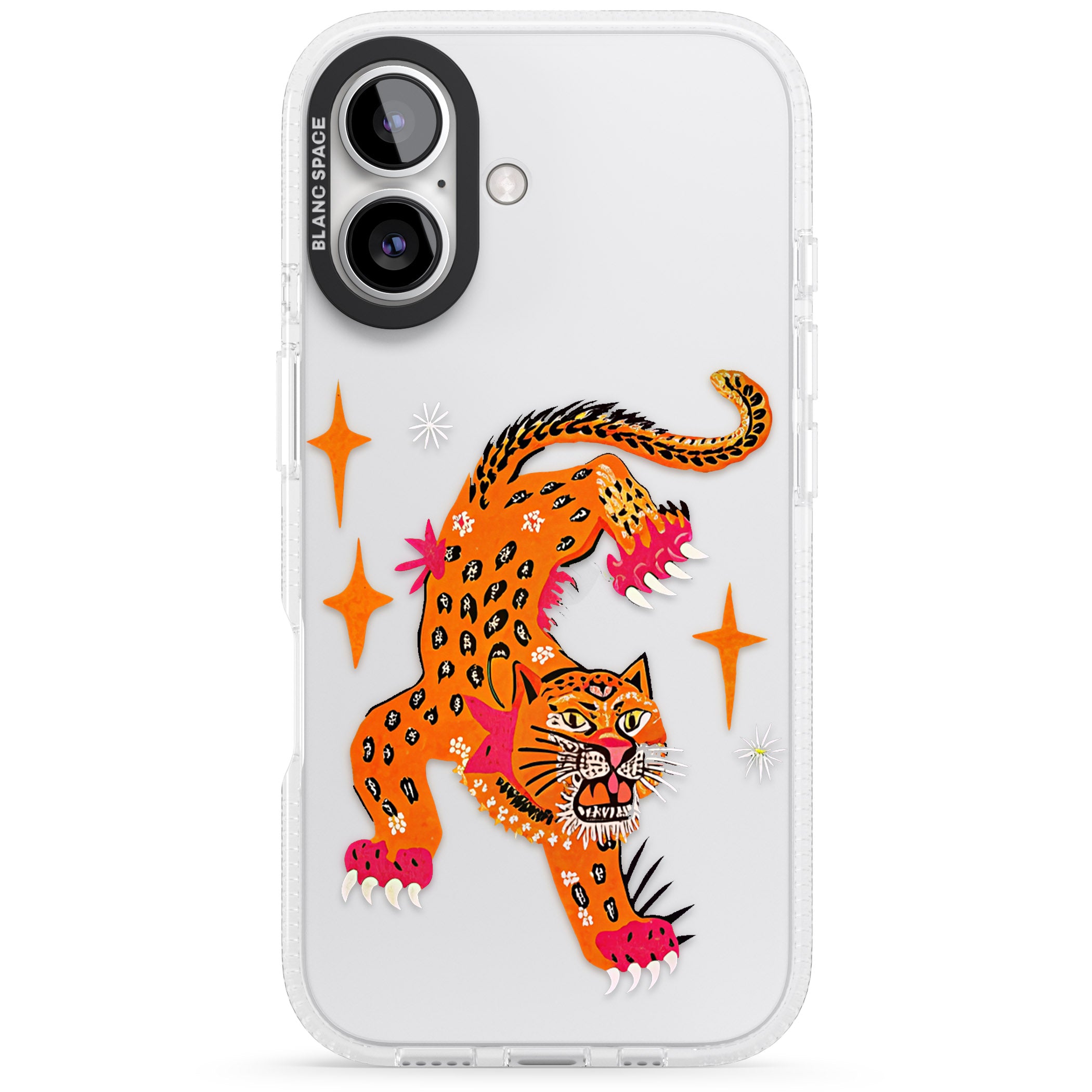 Fierce Jaguar (Clear) iPhone 16 / 16 Plus Clear Case Impact Air - Blanc Space