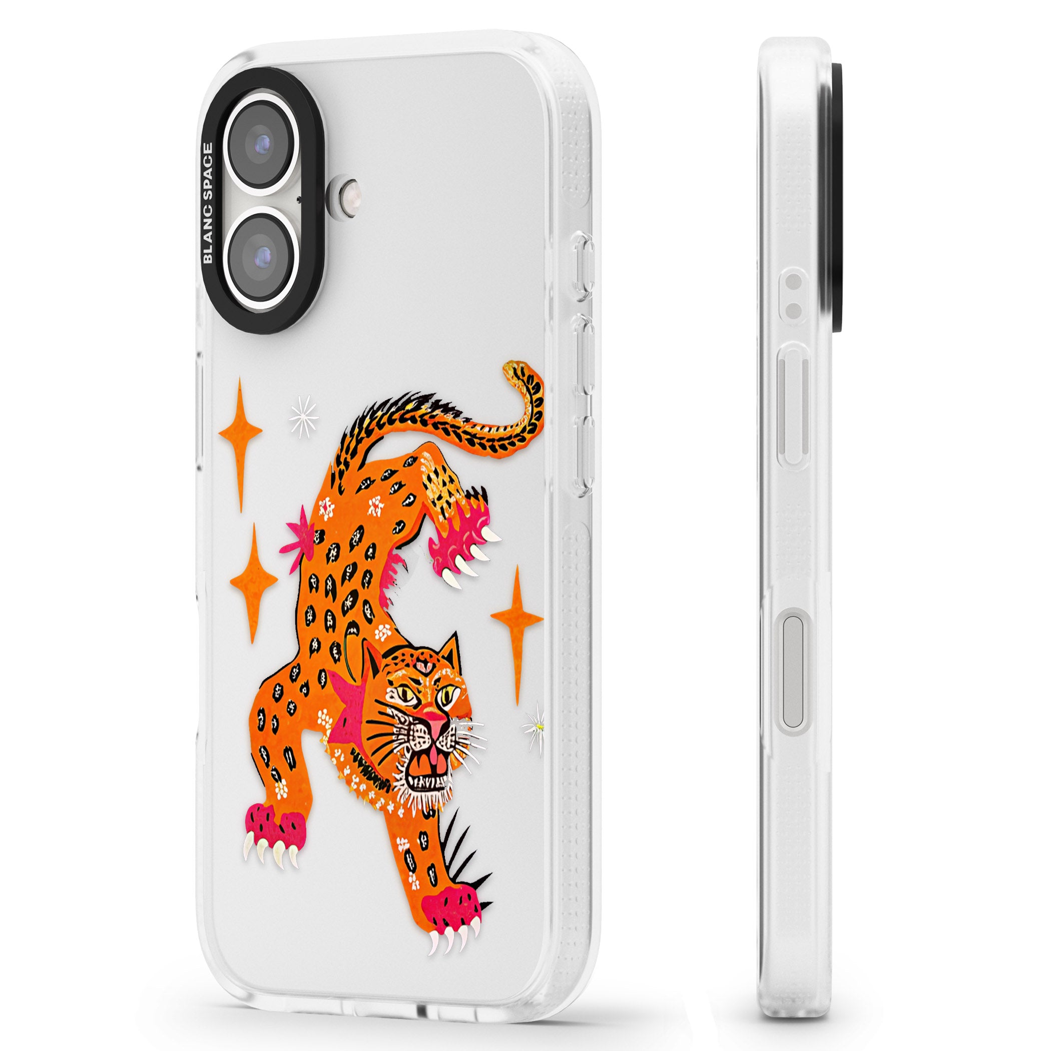 Fierce Jaguar (Clear) iPhone 16 / 16 Plus Clear Case Impact Air - Blanc Space