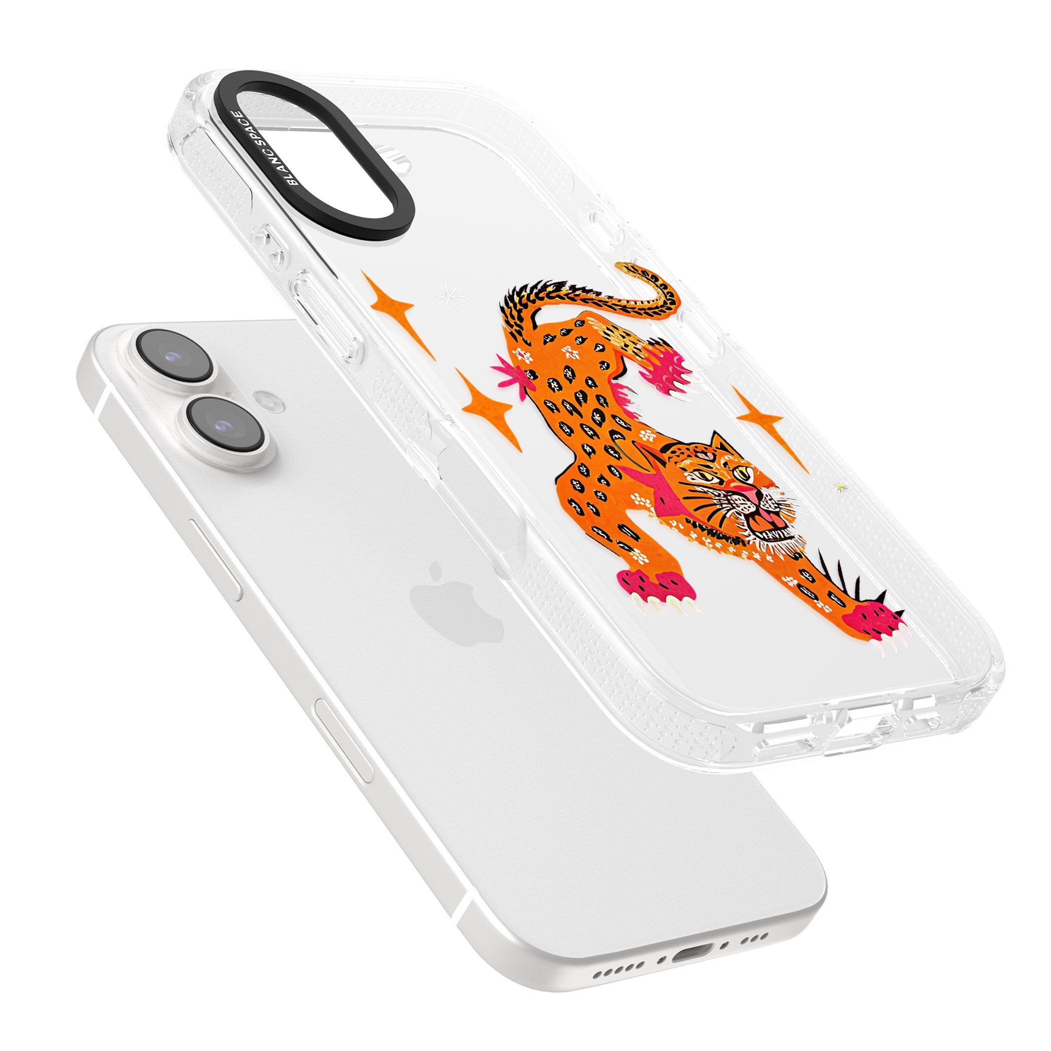 Fierce Jaguar (Clear) iPhone 16 / 16 Plus Clear Case Impact Air - Blanc Space