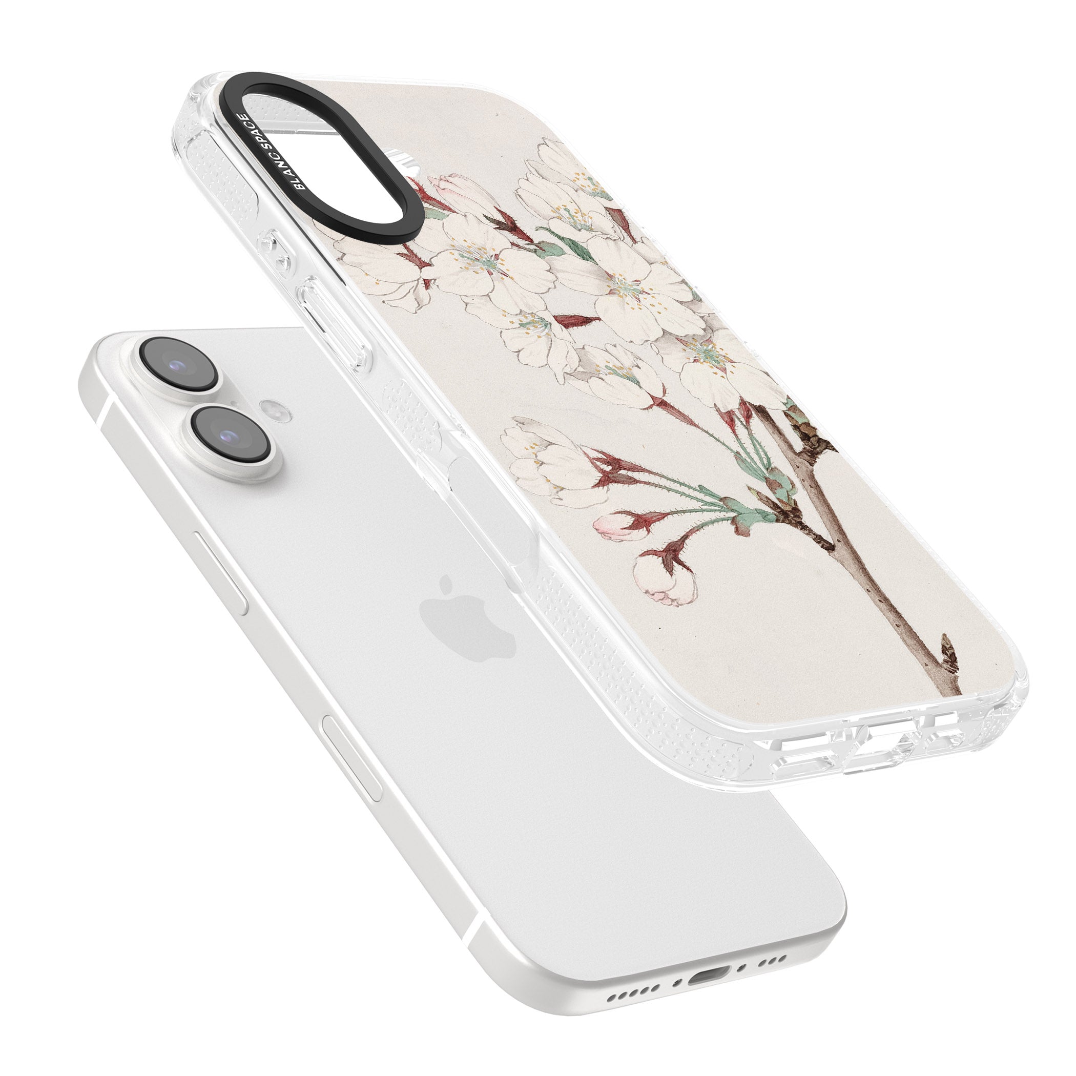 Vintage Japanese Illustrations Cherry Blossoms iPhone 16 / 16 Plus Clear Case Impact Air - Blanc Space