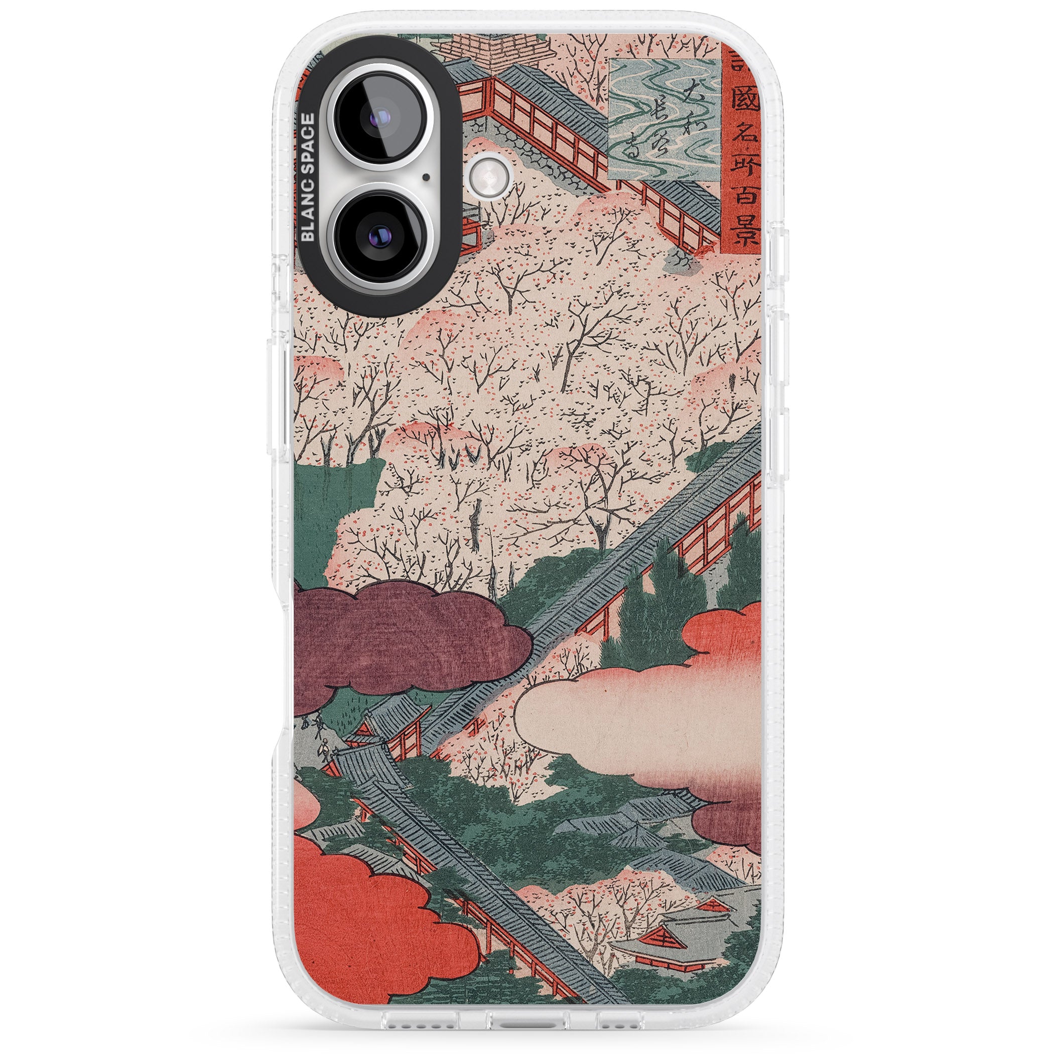 Vintage Japanese Illustrations Japanese City iPhone 16 / 16 Plus Clear Case Impact Air - Blanc Space