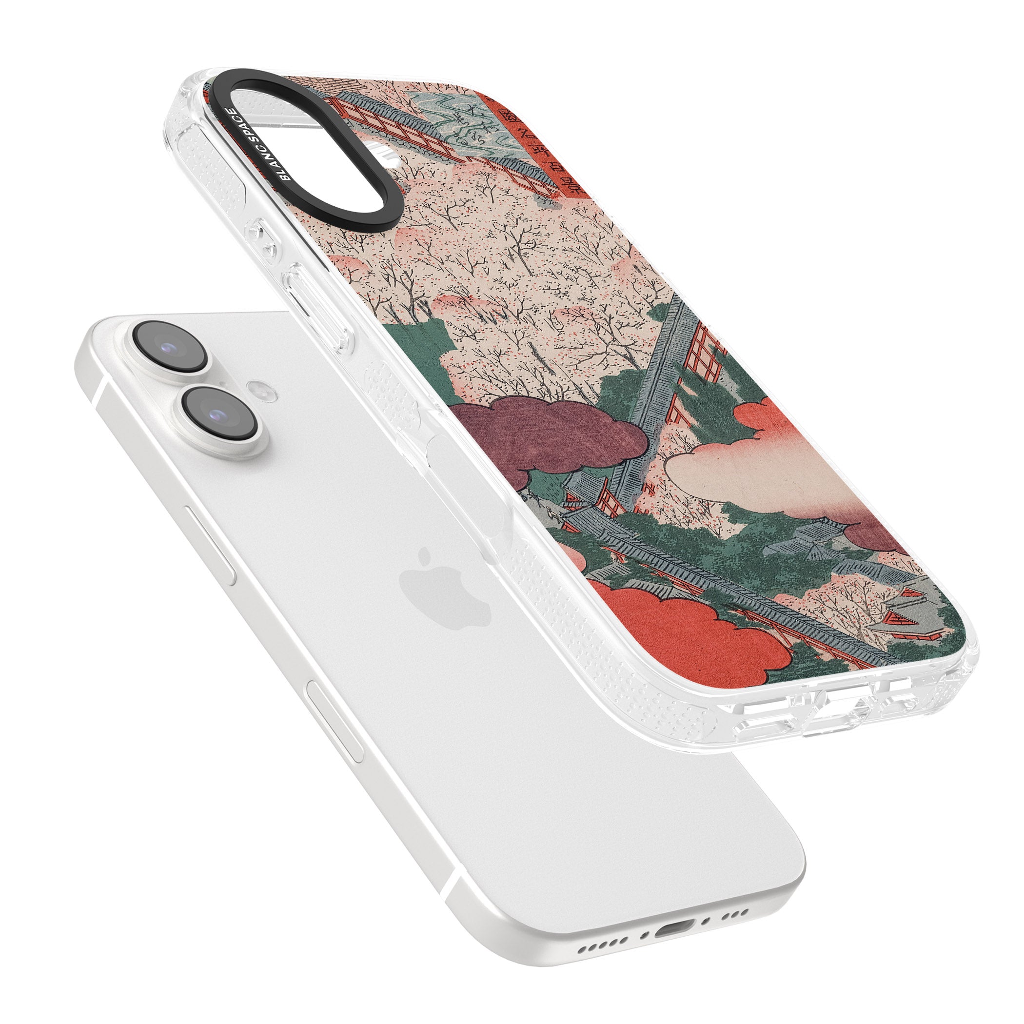 Vintage Japanese Illustrations Japanese City iPhone 16 / 16 Plus Clear Case Impact Air - Blanc Space