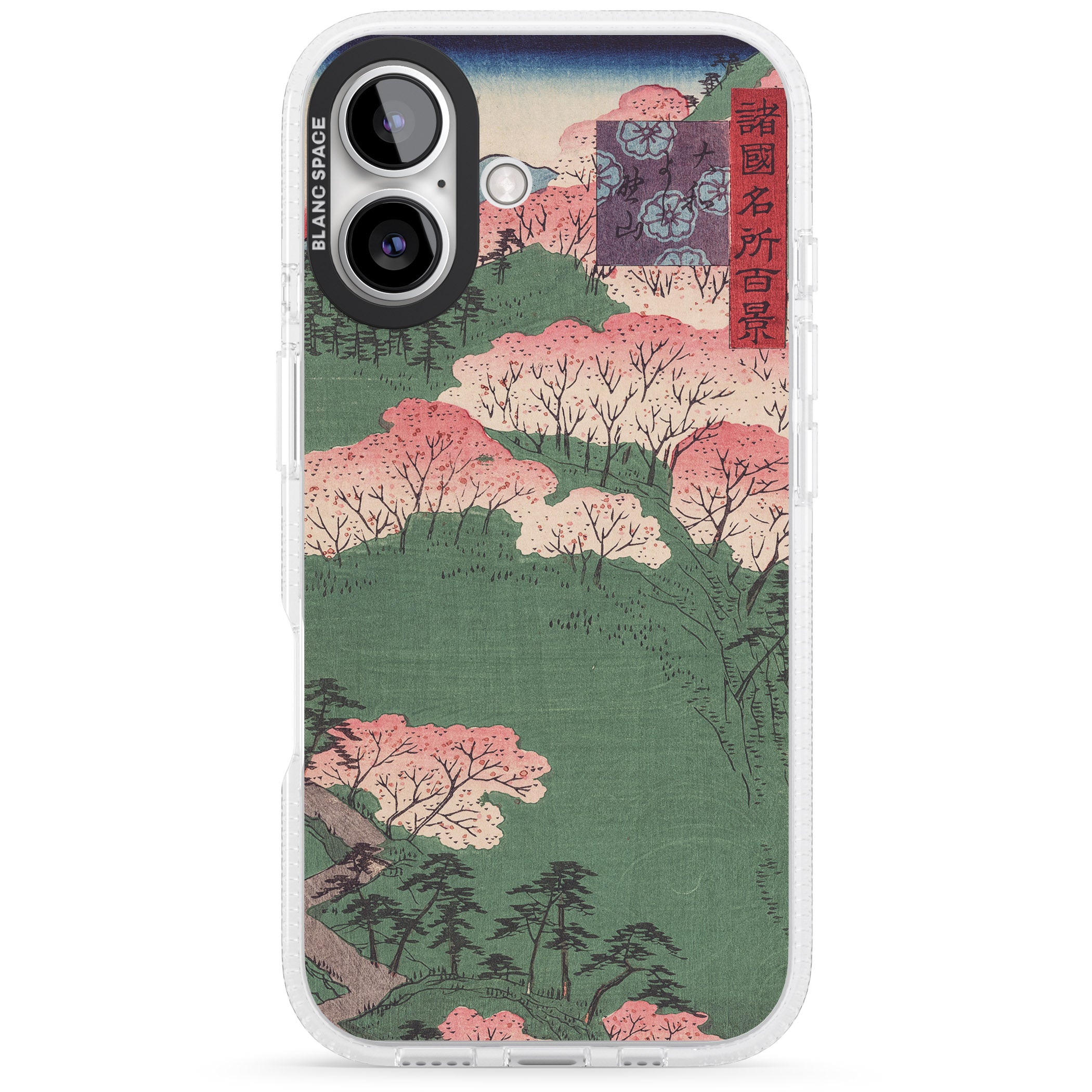 Japanese Illustration Cherry Blossom Forest iPhone 16 / 16 Plus Clear Case Impact Air - Blanc Space