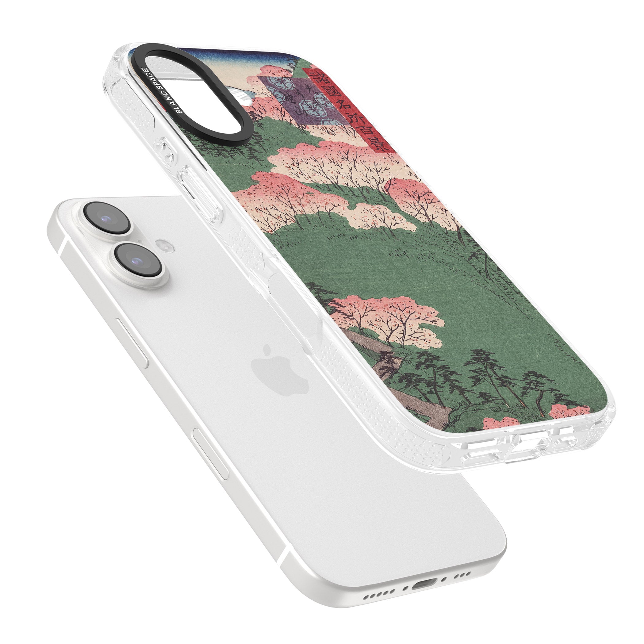 Japanese Illustration Cherry Blossom Forest iPhone 16 / 16 Plus Clear Case Impact Air - Blanc Space