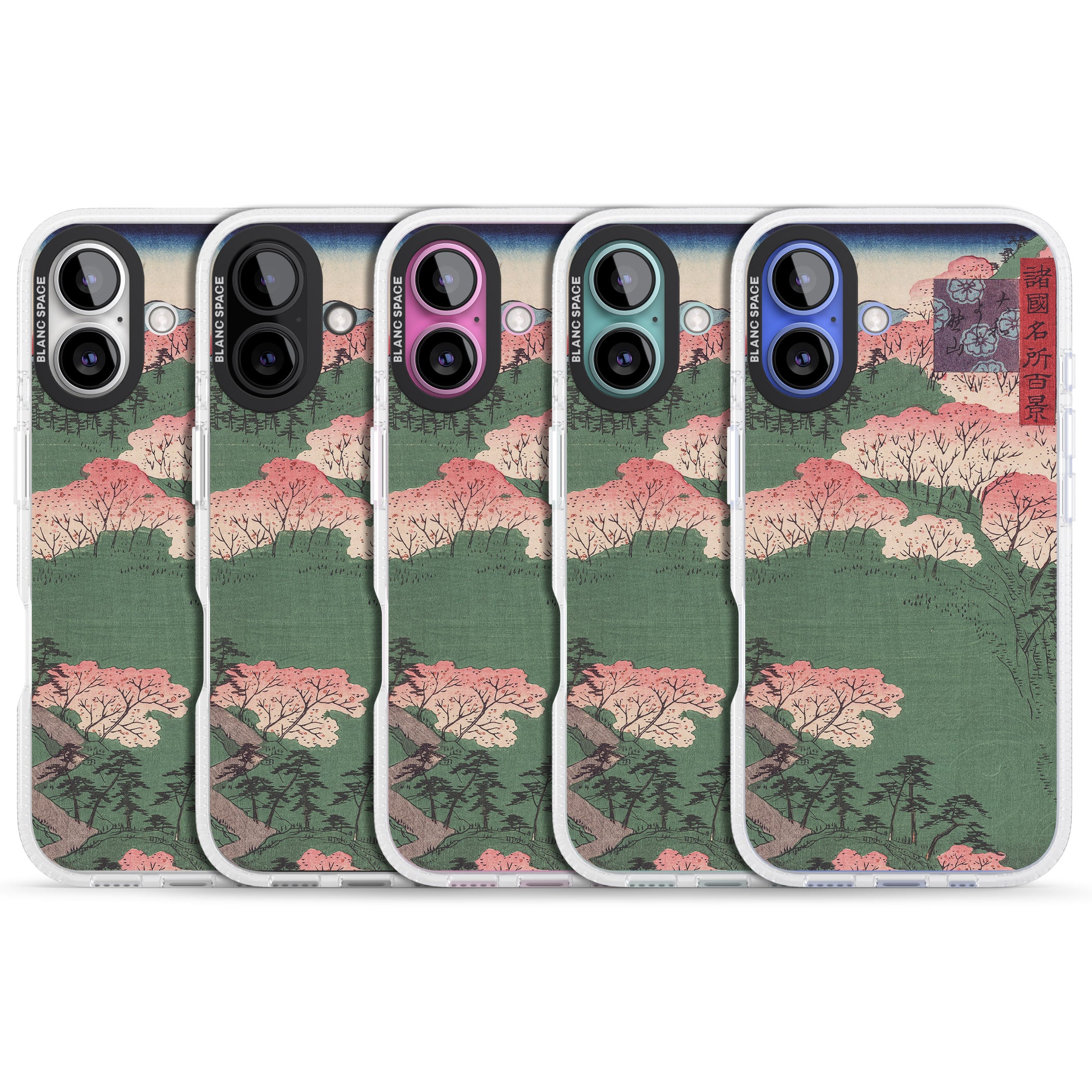 Japanese Illustration Cherry Blossom Forest iPhone 16 / 16 Plus Clear Case Impact Air - Blanc Space