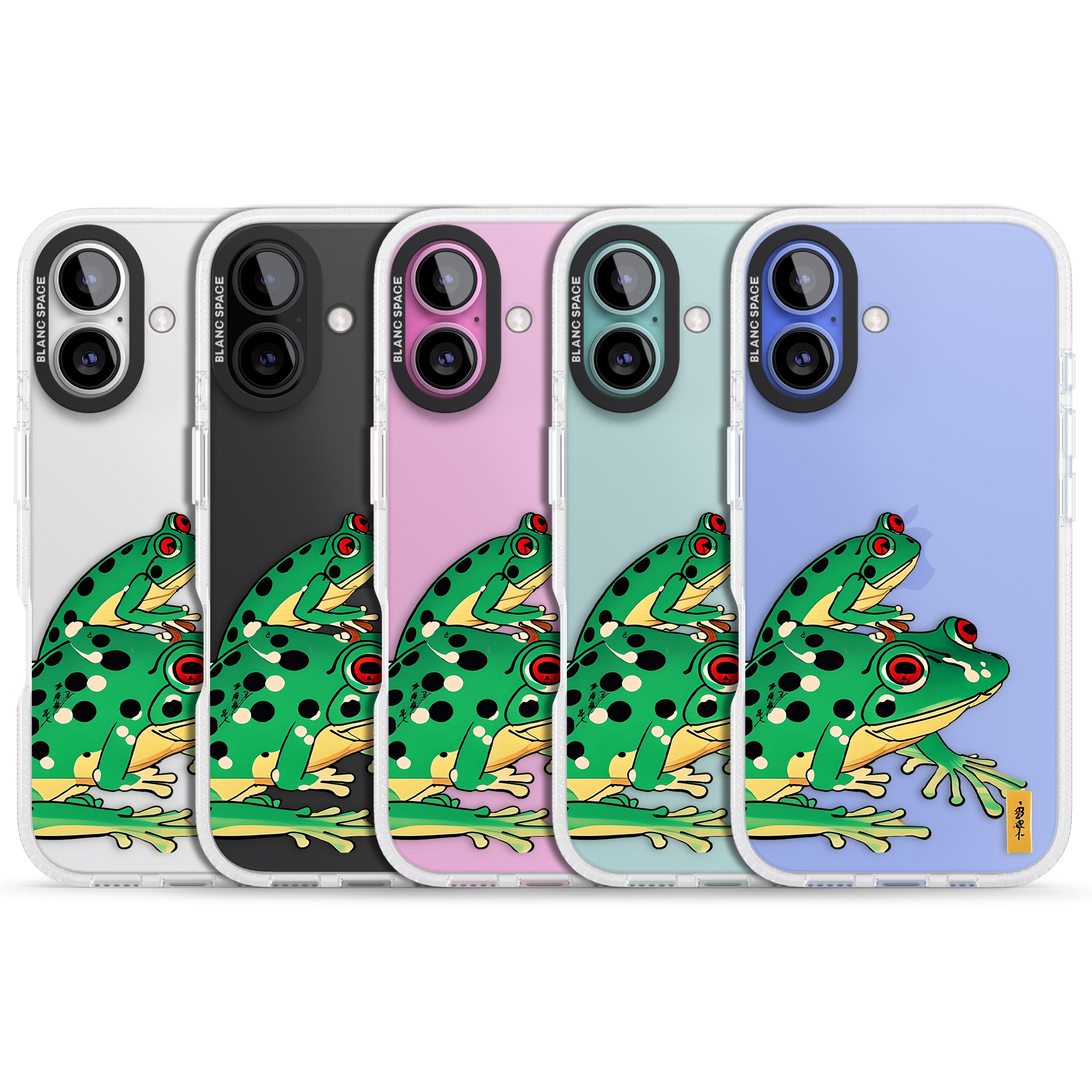 Matsumoto Hoji Frog Green iPhone 16 / 16 Plus Clear Case Impact Air - Blanc Space