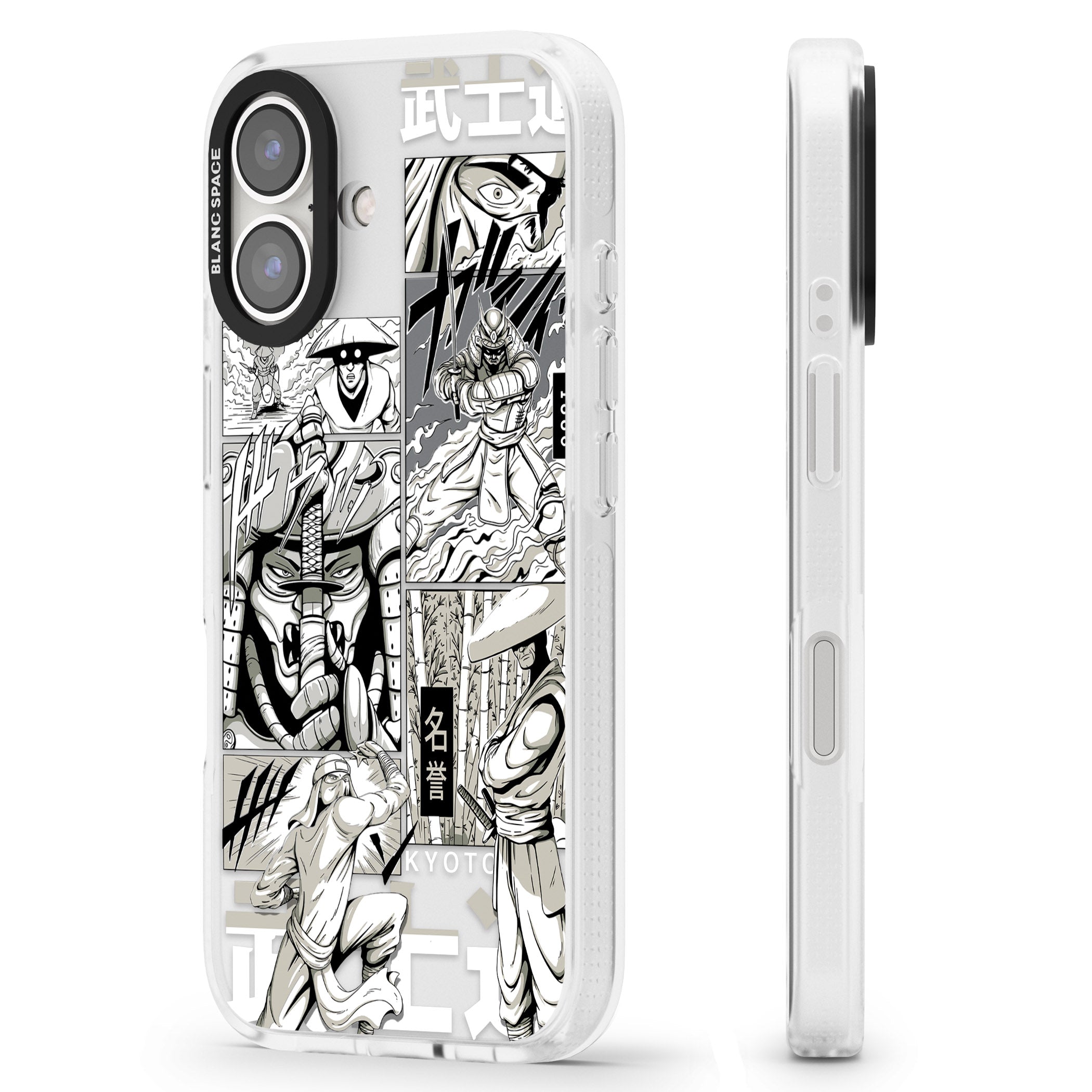 Greyscale Anime Comic iPhone 16 / 16 Plus Clear Case Impact Air - Blanc Space