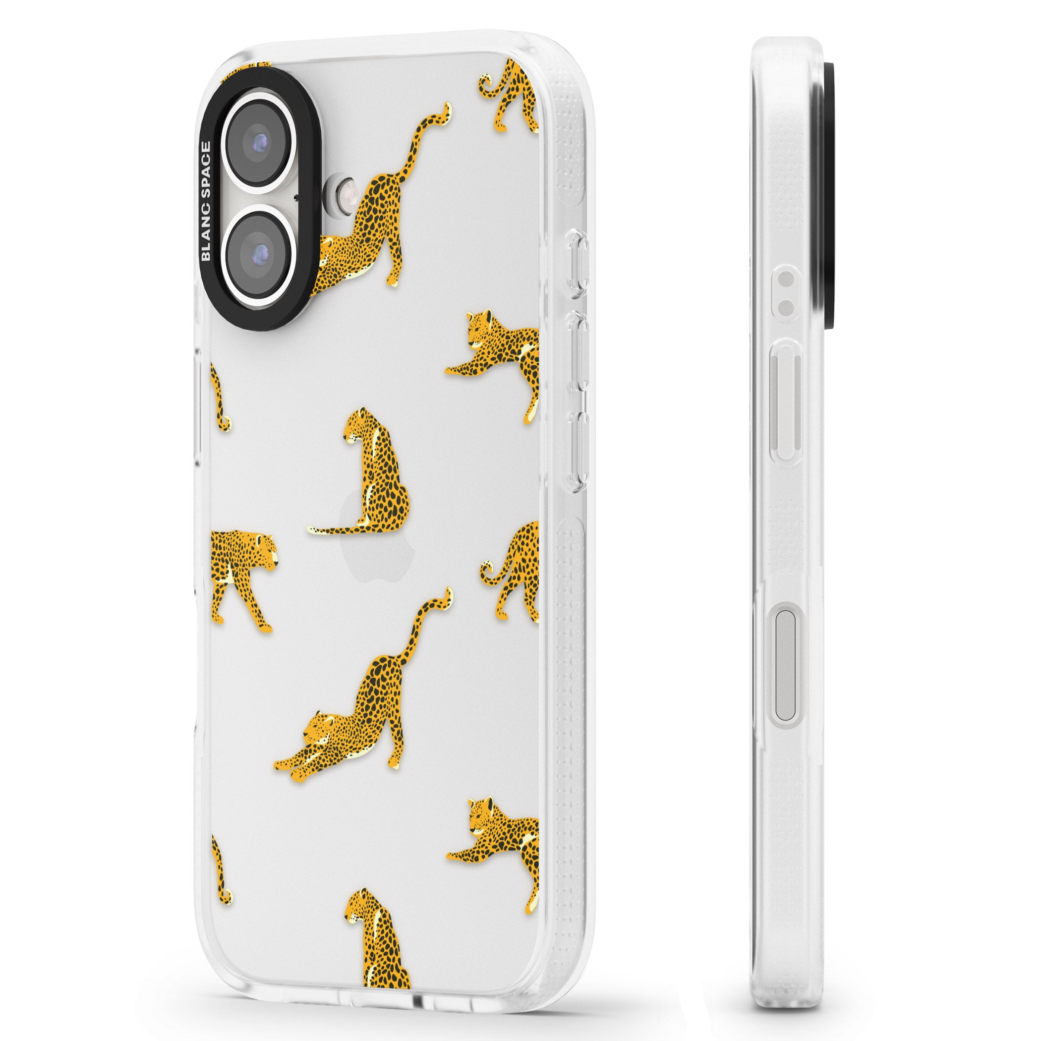 Clear Jaguar Jungle Cat Pattern iPhone 16 / 16 Plus Clear Case Impact Air - Blanc Space
