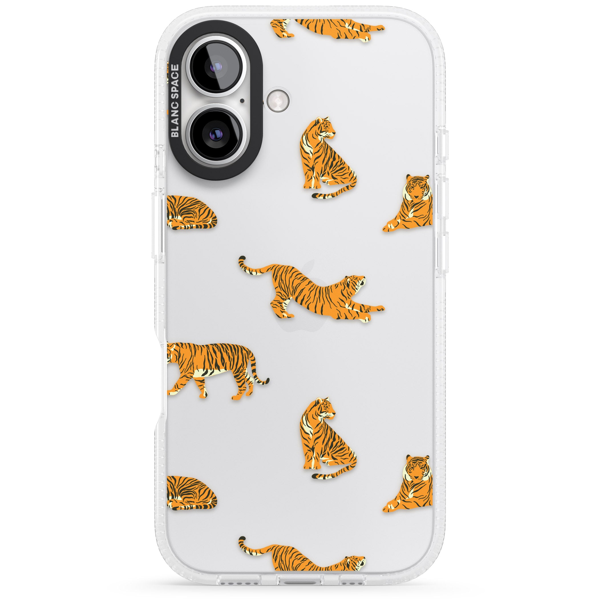 Clear Tiger Jungle Cat Pattern iPhone 16 / 16 Plus Clear Case Impact Air - Blanc Space