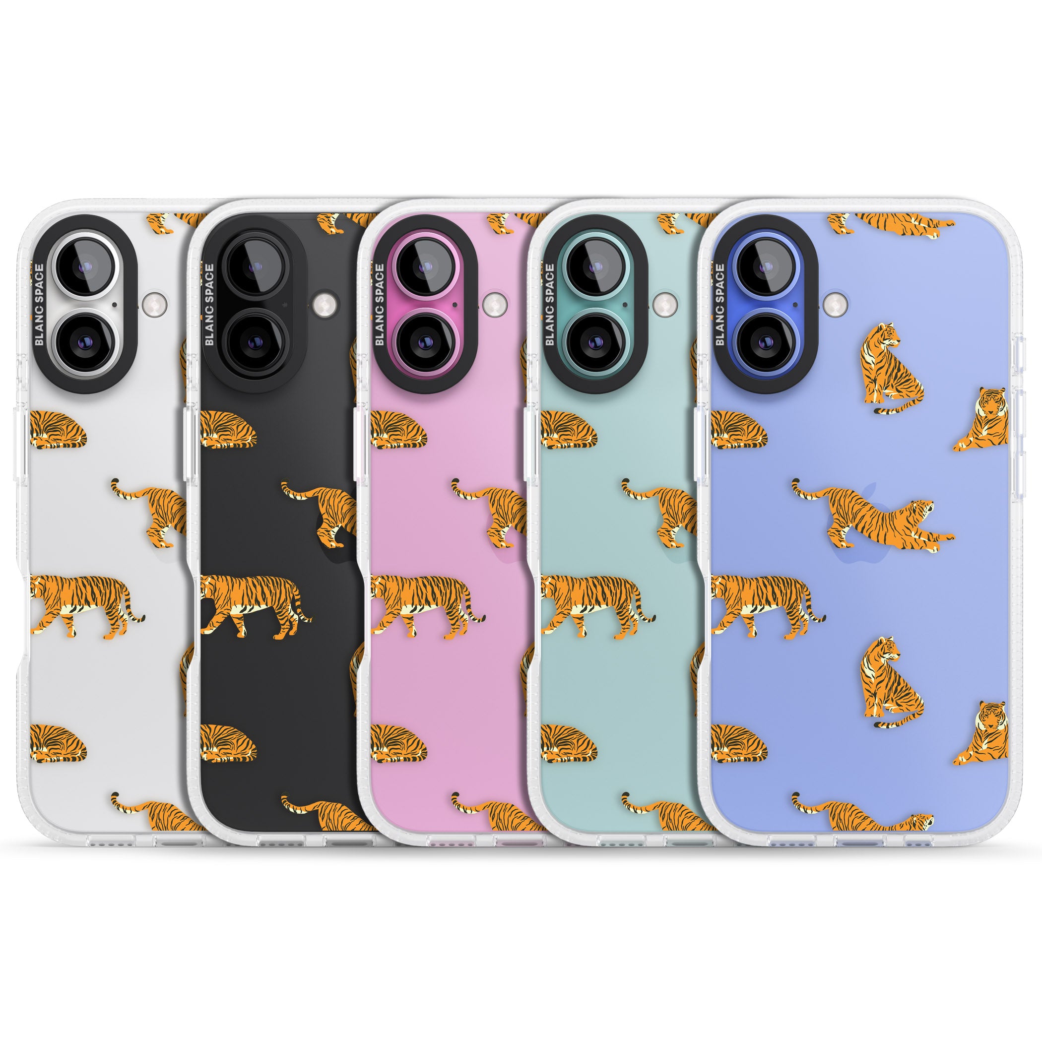 Clear Tiger Jungle Cat Pattern iPhone 16 / 16 Plus Clear Case Impact Air - Blanc Space