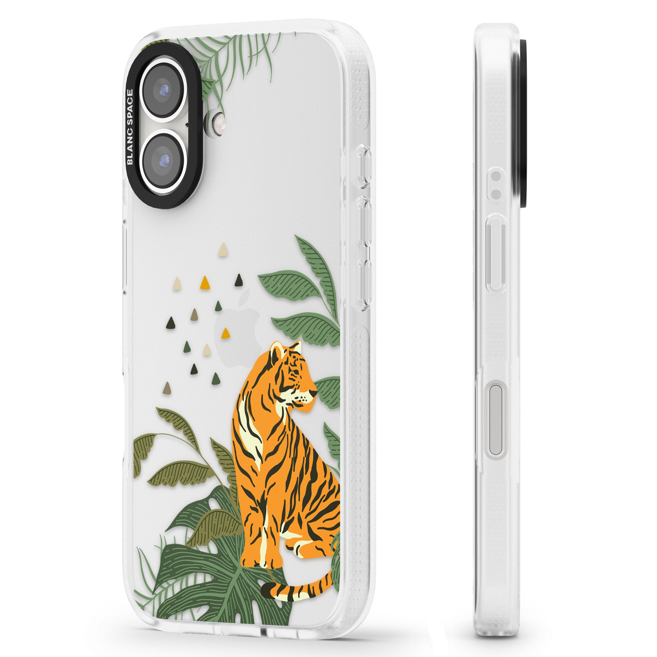 Large Tiger Clear Jungle Cat Pattern iPhone 16 / 16 Plus Clear Case Impact Air - Blanc Space