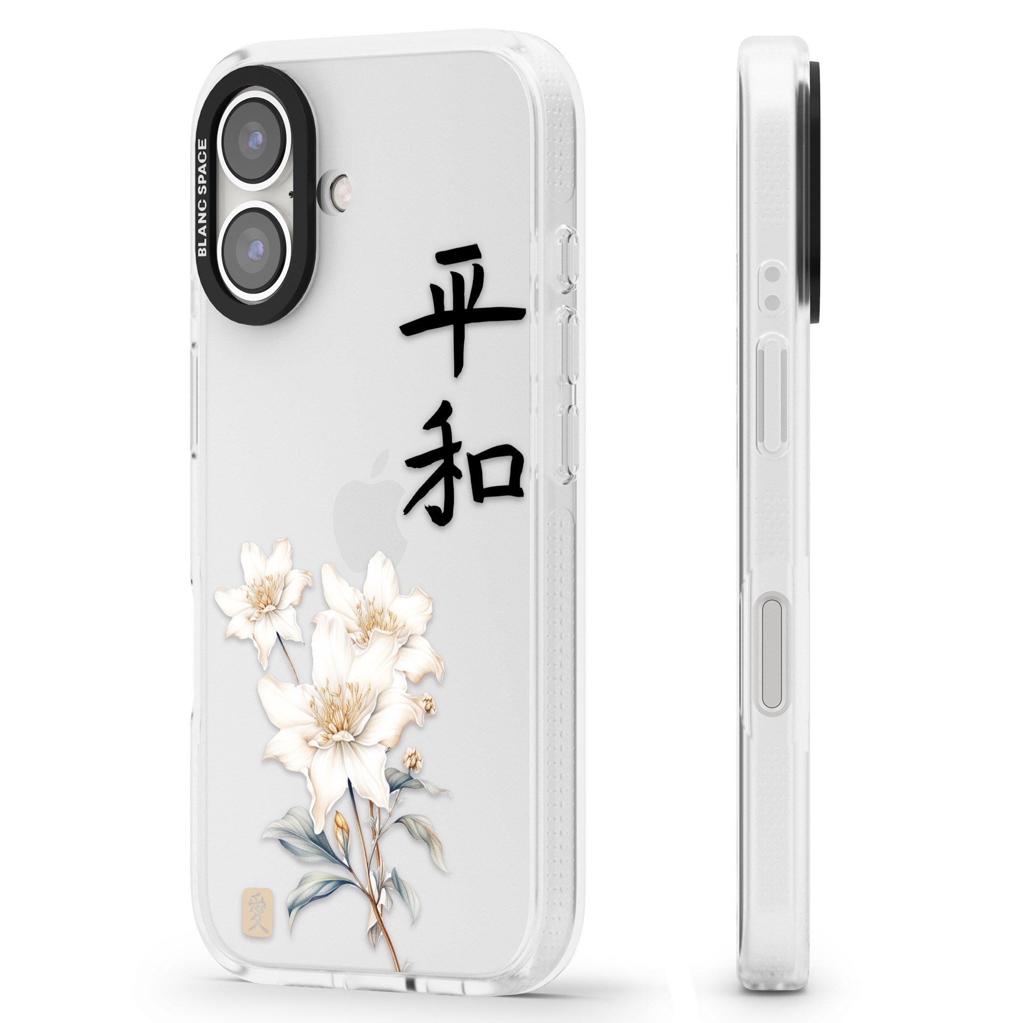 Peace and Flowers iPhone 16 / 16 Plus Clear Case Impact Air - Blanc Space