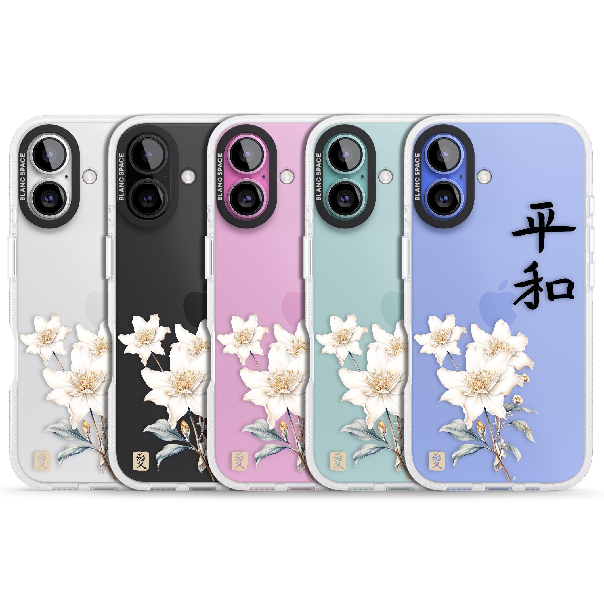 Peace and Flowers iPhone 16 / 16 Plus Clear Case Impact Air - Blanc Space