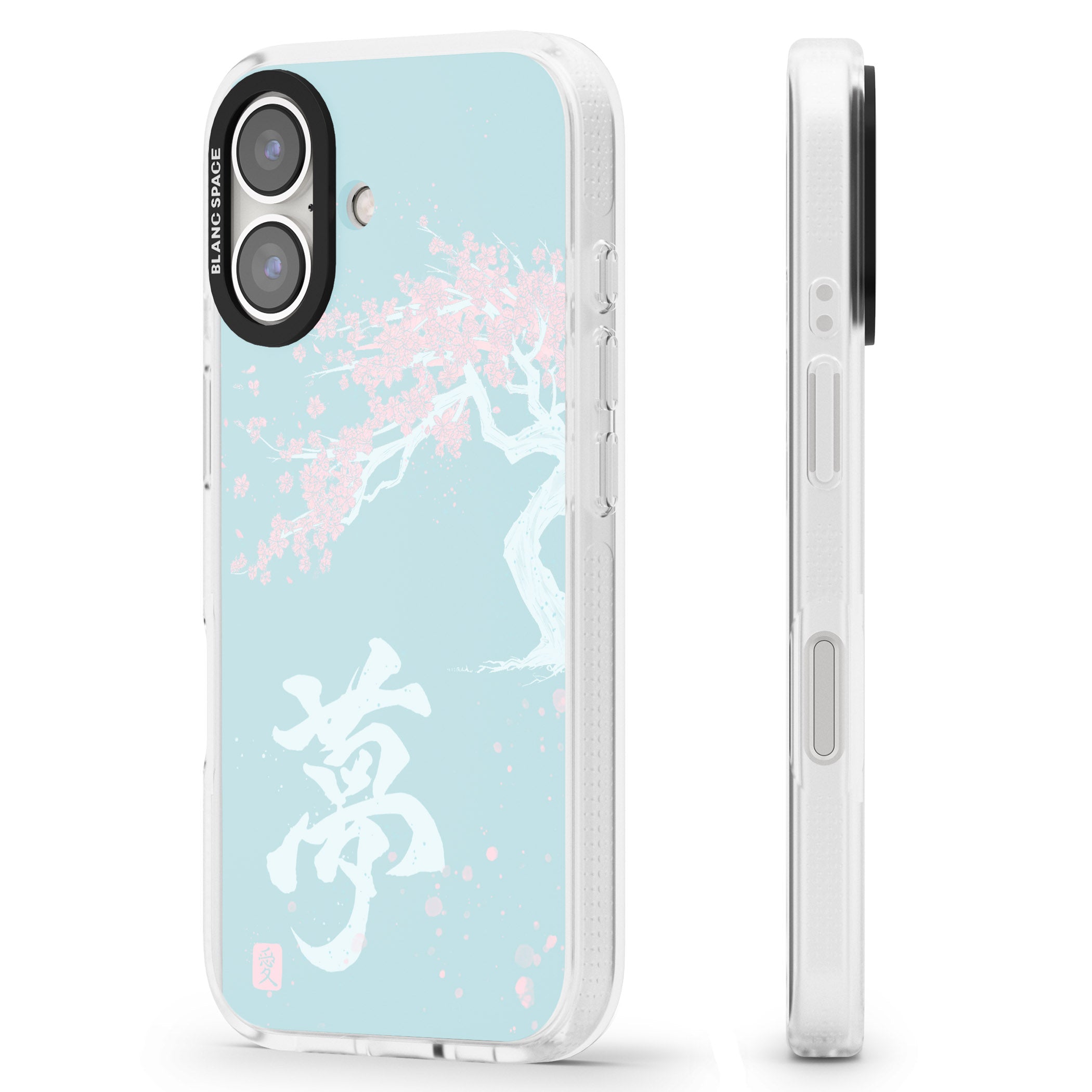 Dreams & Cherry Blossom iPhone 16 / 16 Plus Clear Case Impact Air - Blanc Space