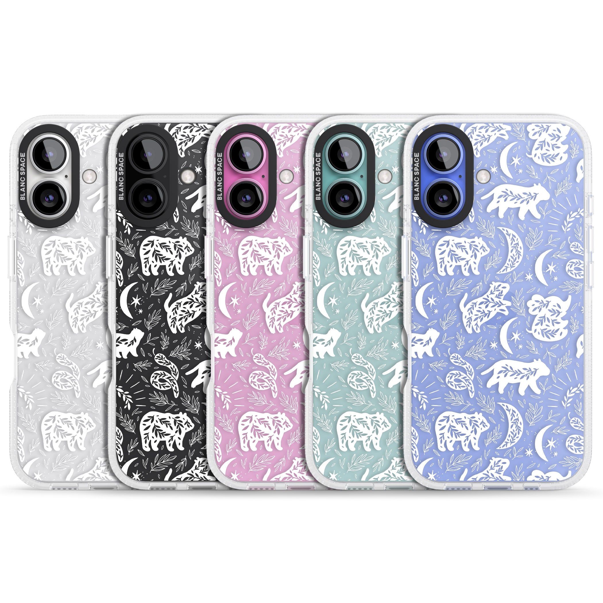 Forest Animal Silhouettes: White/Clear iPhone 16 / 16 Plus Clear Case Impact Air - Blanc Space