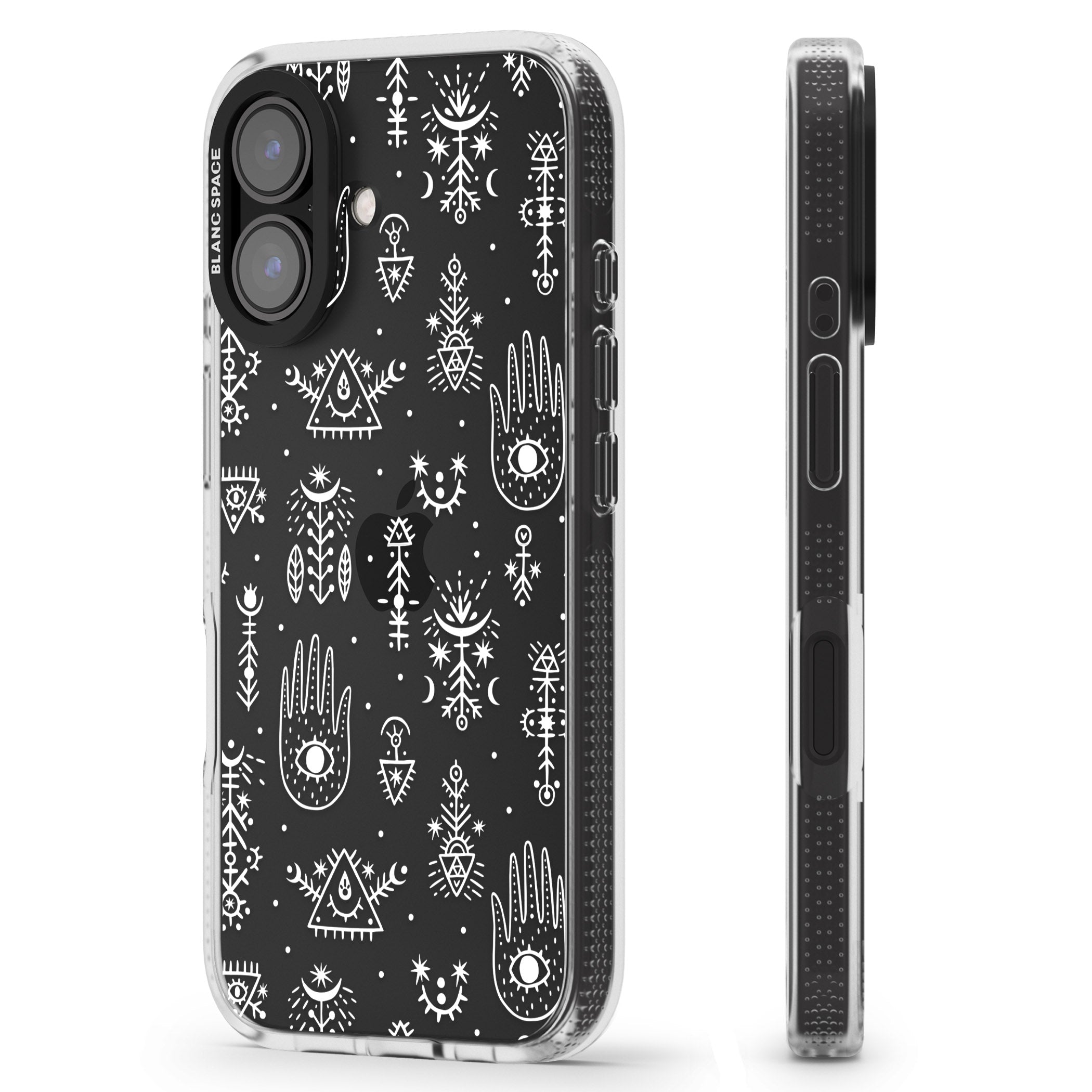 Black Tribal Palms iPhone 16 / 16 Plus Clear Case Impact Air - Blanc Space
