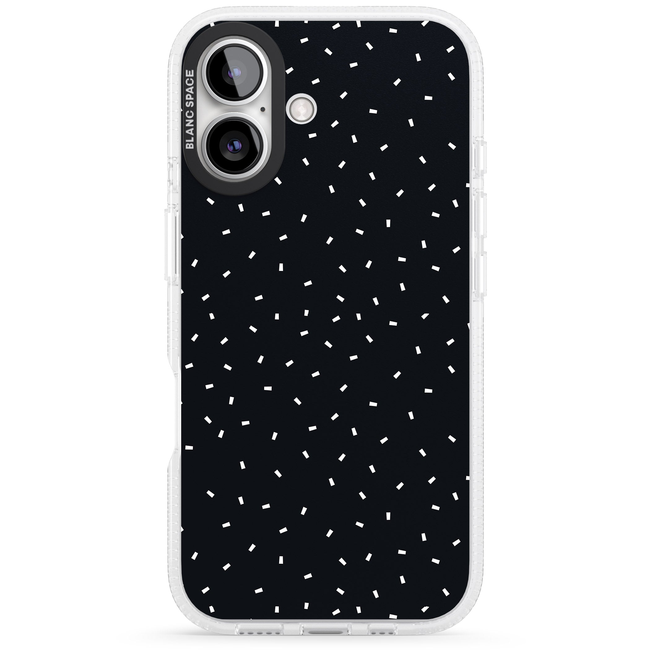 Confetti (Black) iPhone 16 / 16 Plus Clear Case Impact Air - Blanc Space