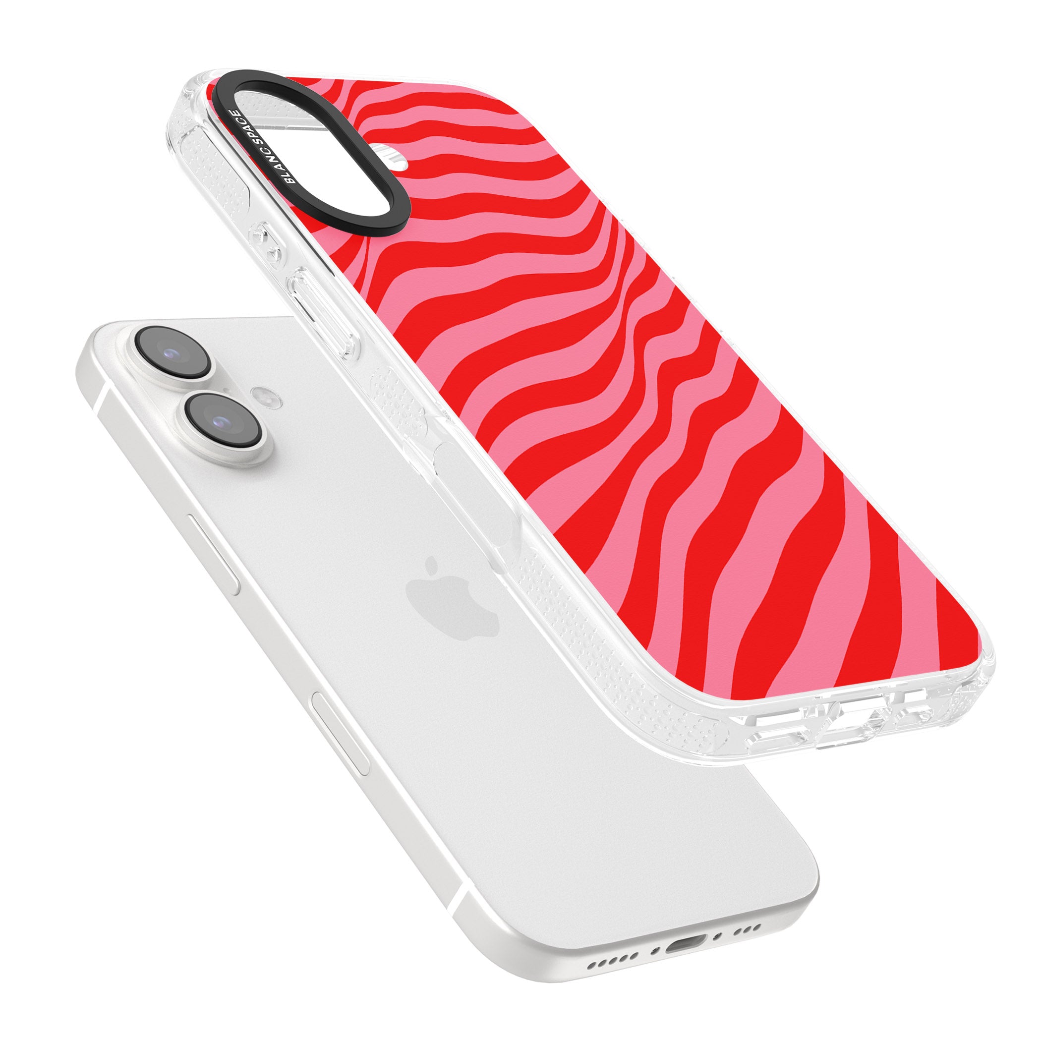 Pink & Red Distorted Line iPhone 16 / 16 Plus Clear Case Impact Air - Blanc Space