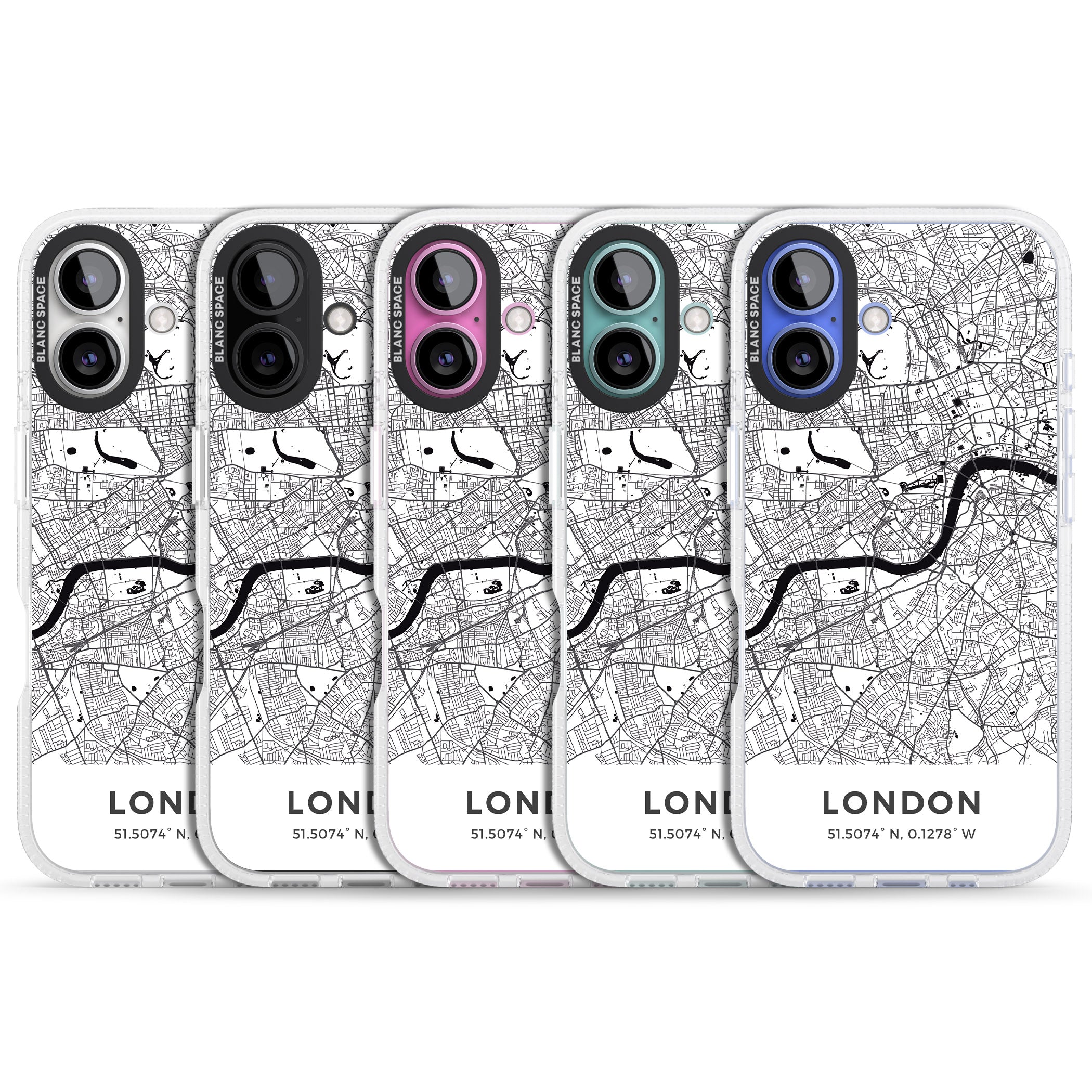 Map of London, England iPhone 16 / 16 Plus Clear Case Impact Air - Blanc Space