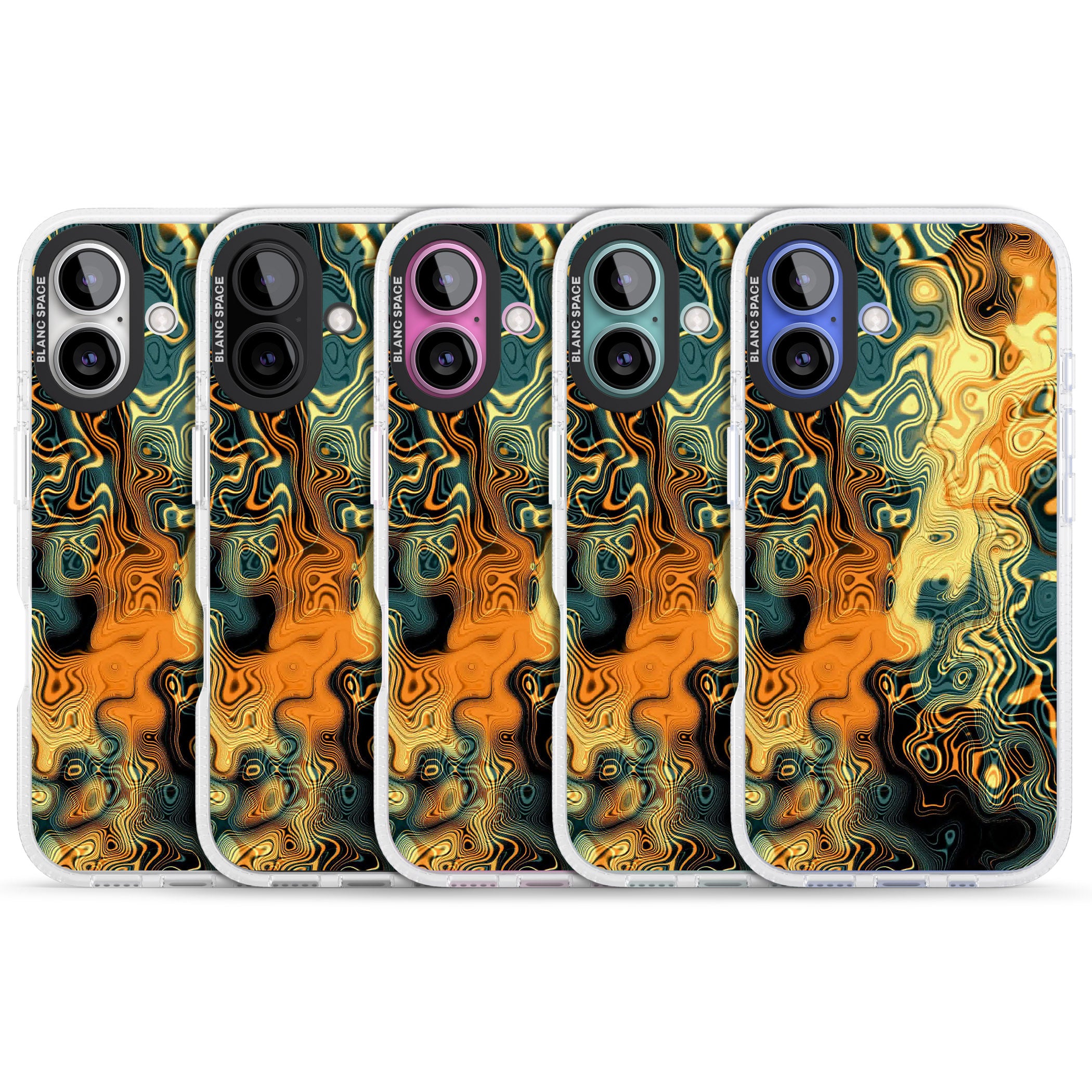 Gold Green Marble iPhone 16 / 16 Plus Clear Case Impact Air - Blanc Space