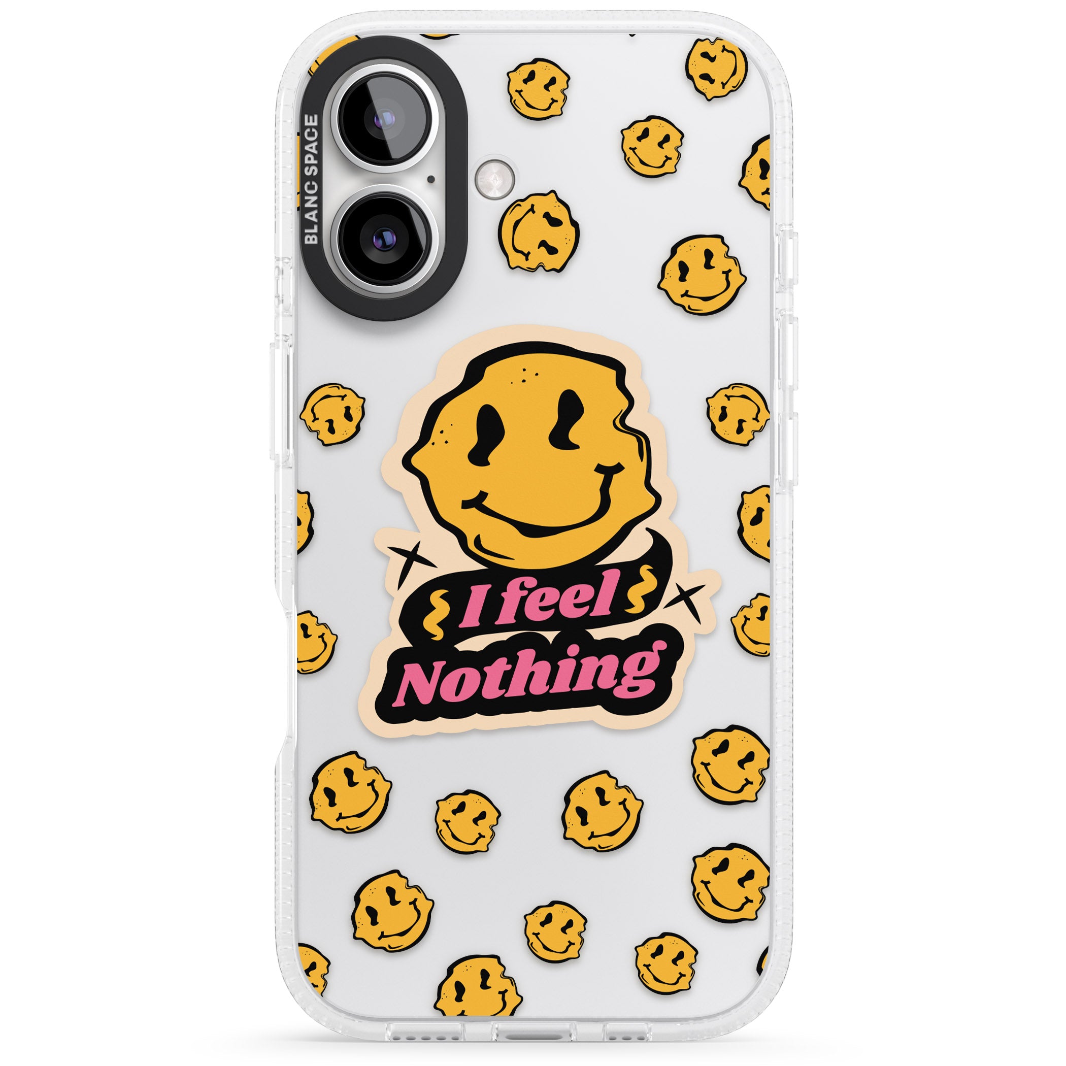 I feel nothing (Clear) iPhone 16 / 16 Plus Clear Case Impact Air - Blanc Space