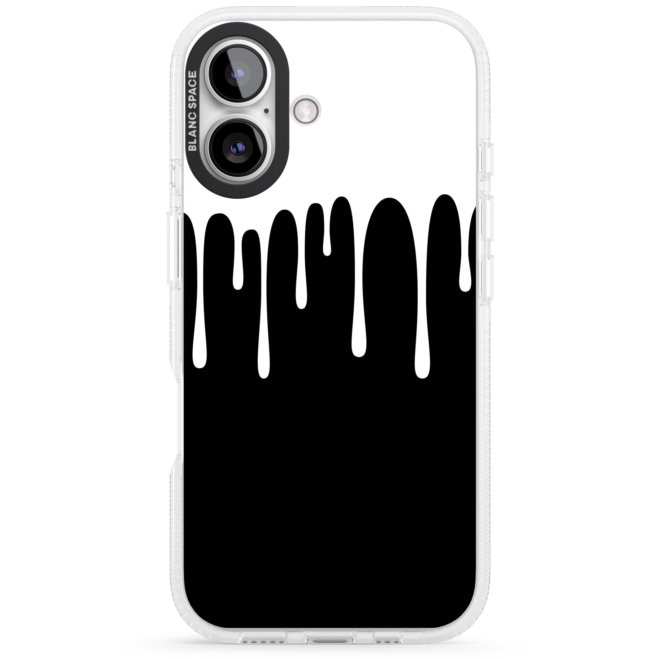 Melted Effect: White & Black iPhone 16 / 16 Plus Clear Case Impact Air - Blanc Space