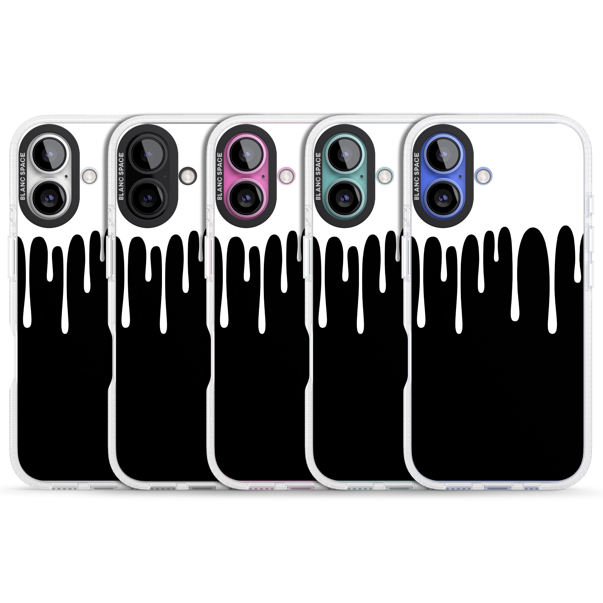 Melted Effect: White & Black iPhone 16 / 16 Plus Clear Case Impact Air - Blanc Space