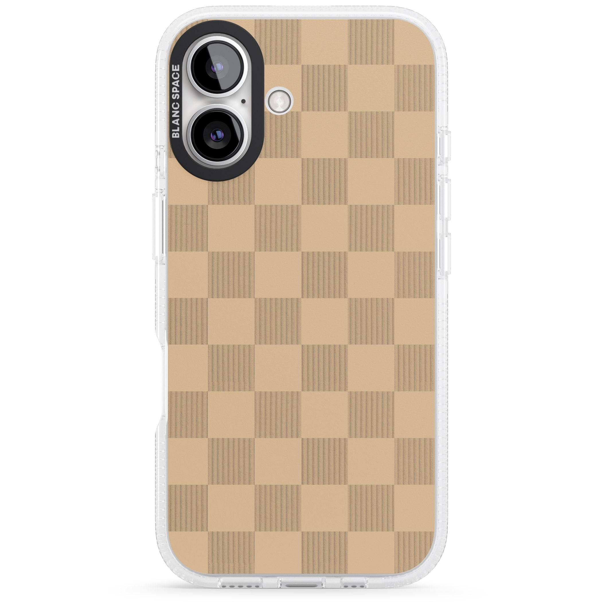BEIGE CHECKERED iPhone 16 / 16 Plus Clear Case Impact Air - Blanc Space