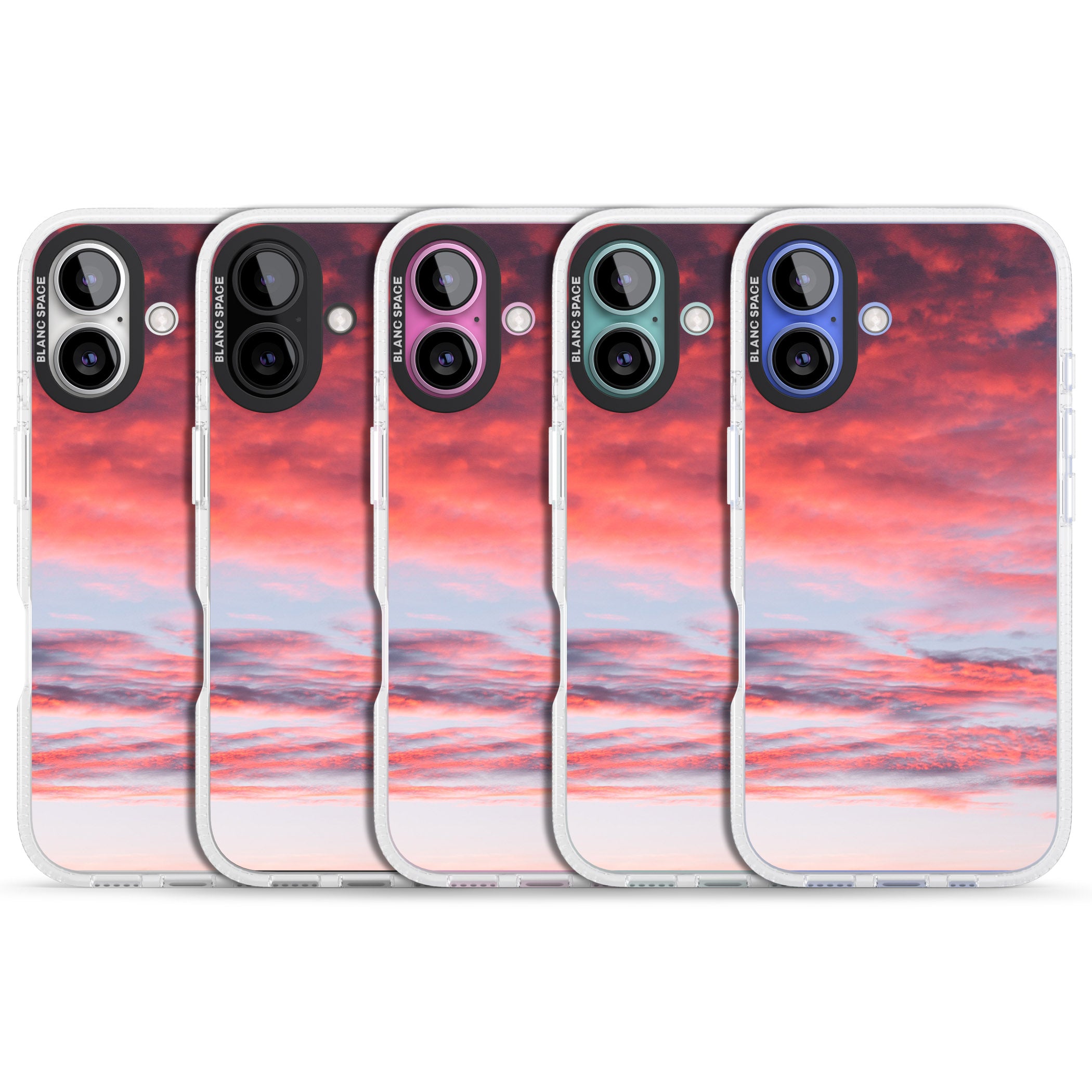 Pink Cloudy Sunset Photograph iPhone 16 / 16 Plus Clear Case Impact Air - Blanc Space
