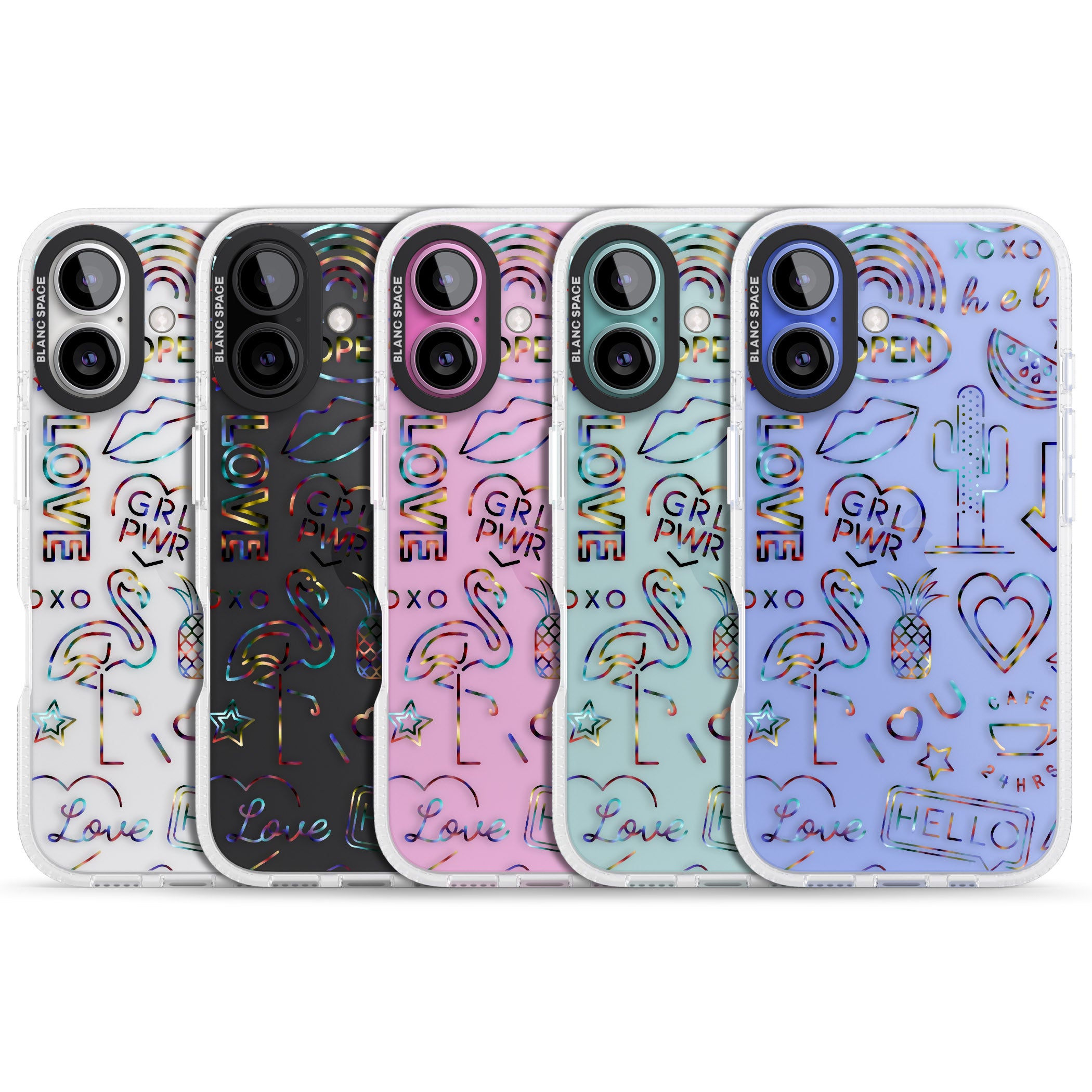 Funky nebula Neon Sign iPhone 16 / 16 Plus Clear Case Impact Air - Blanc Space