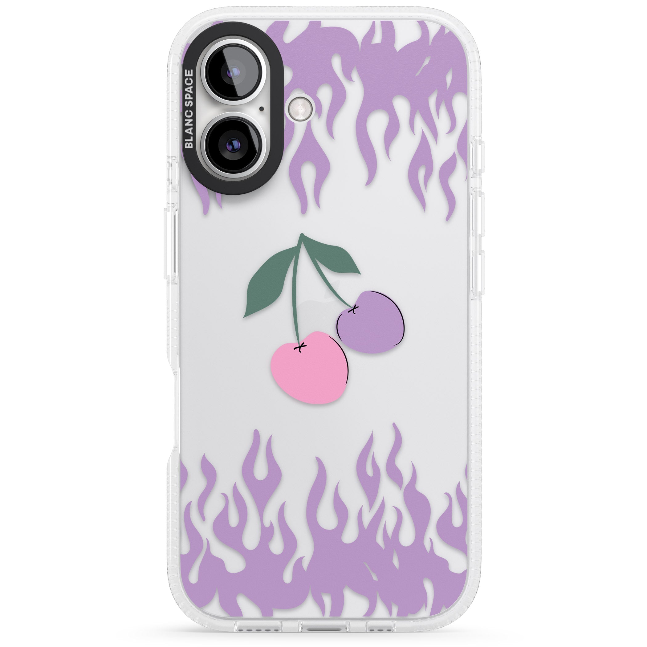 Cherries n' Flames iPhone 16 / 16 Plus Clear Case Impact Air - Blanc Space