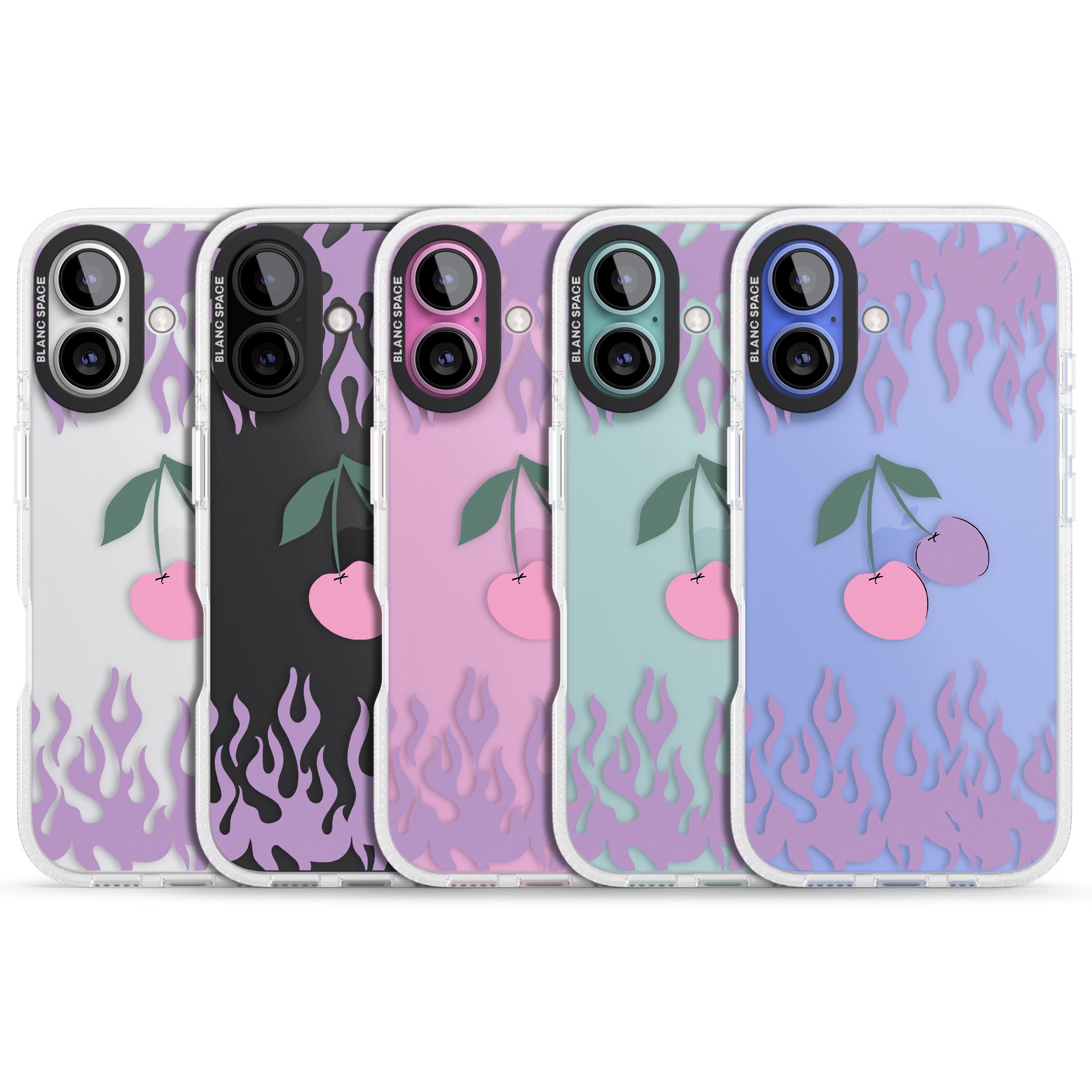Cherries n' Flames iPhone 16 / 16 Plus Clear Case Impact Air - Blanc Space