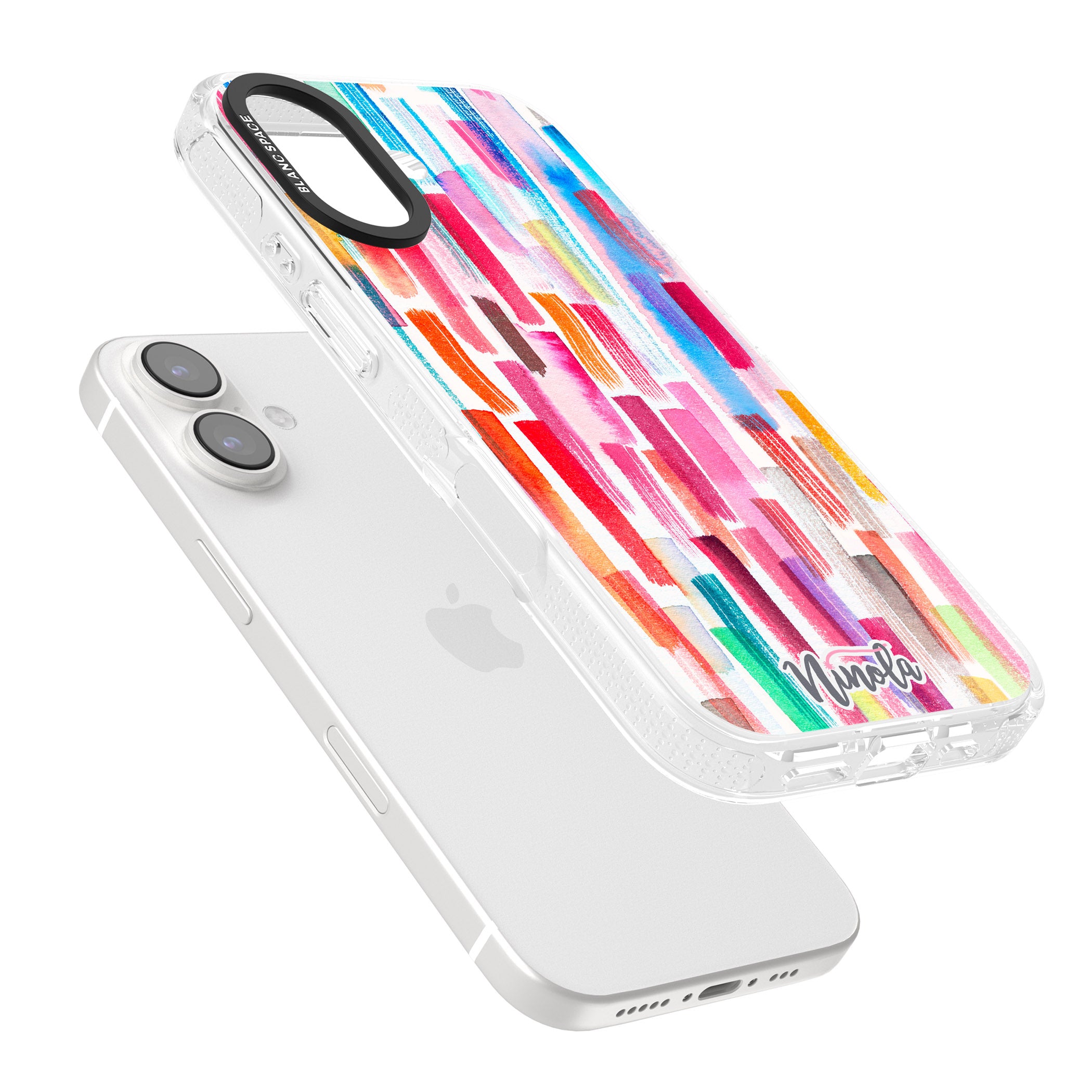 Colorful Brushstrokes iPhone 16 / 16 Plus Clear Case Impact Air - Blanc Space
