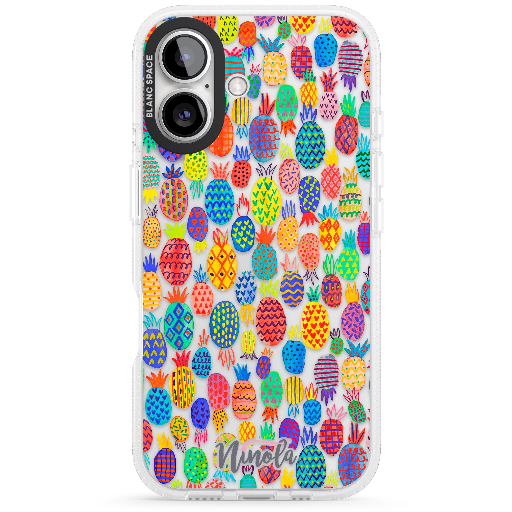 Cute Pineapples iPhone 16 / 16 Plus Clear Case Impact Air - Blanc Space