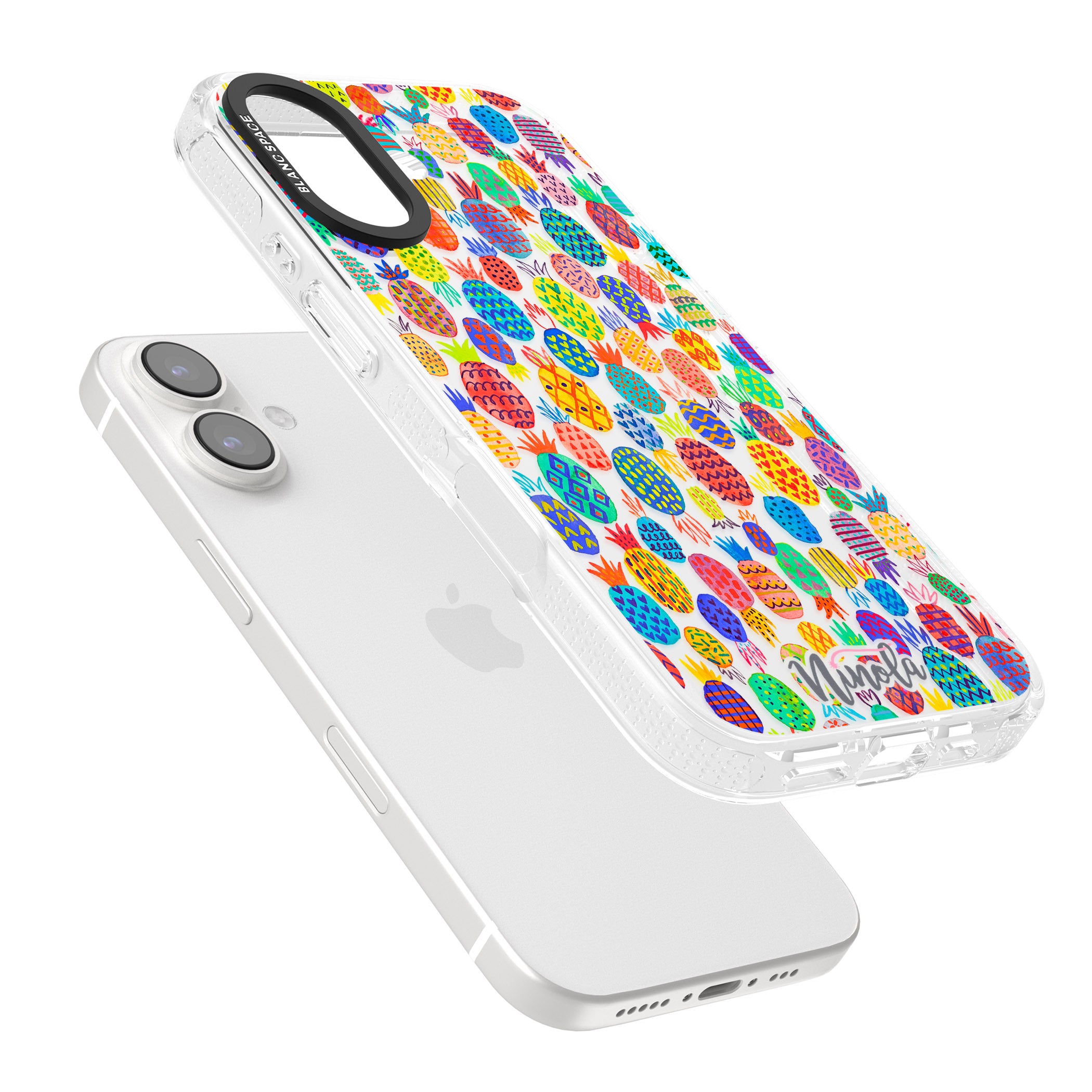 Cute Pineapples iPhone 16 / 16 Plus Clear Case Impact Air - Blanc Space