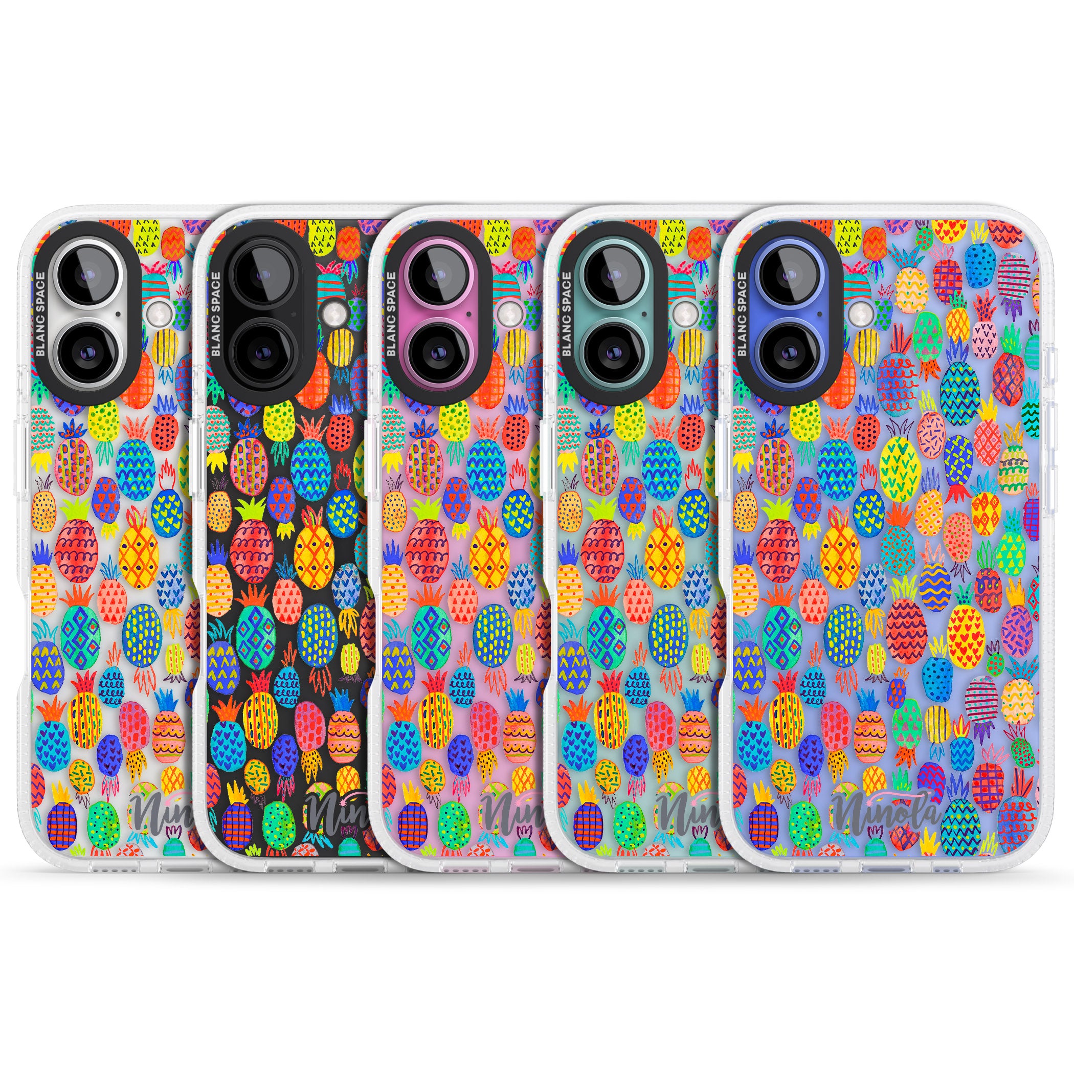 Cute Pineapples iPhone 16 / 16 Plus Clear Case Impact Air - Blanc Space