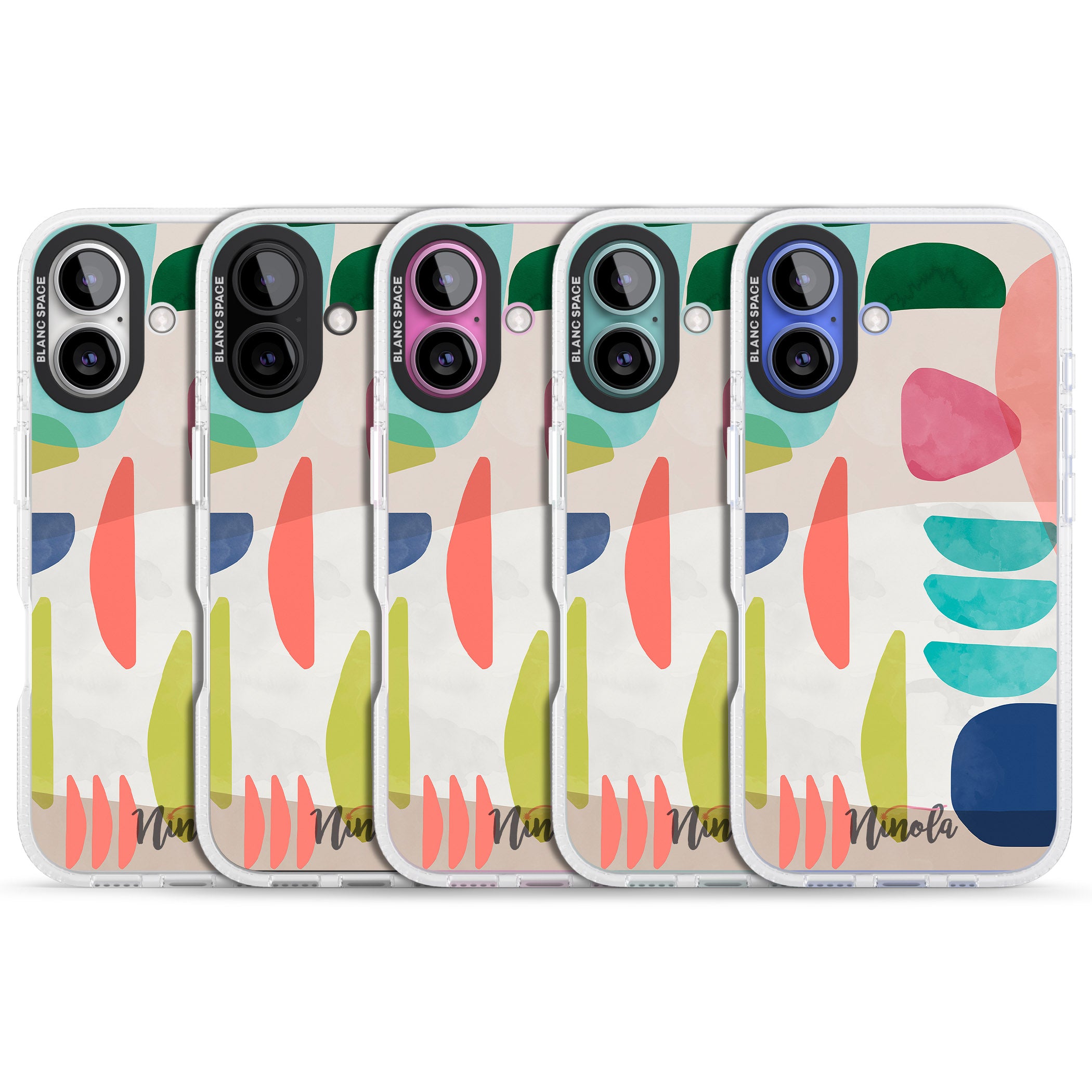 Organic Bold Shapes iPhone 16 / 16 Plus Clear Case Impact Air - Blanc Space