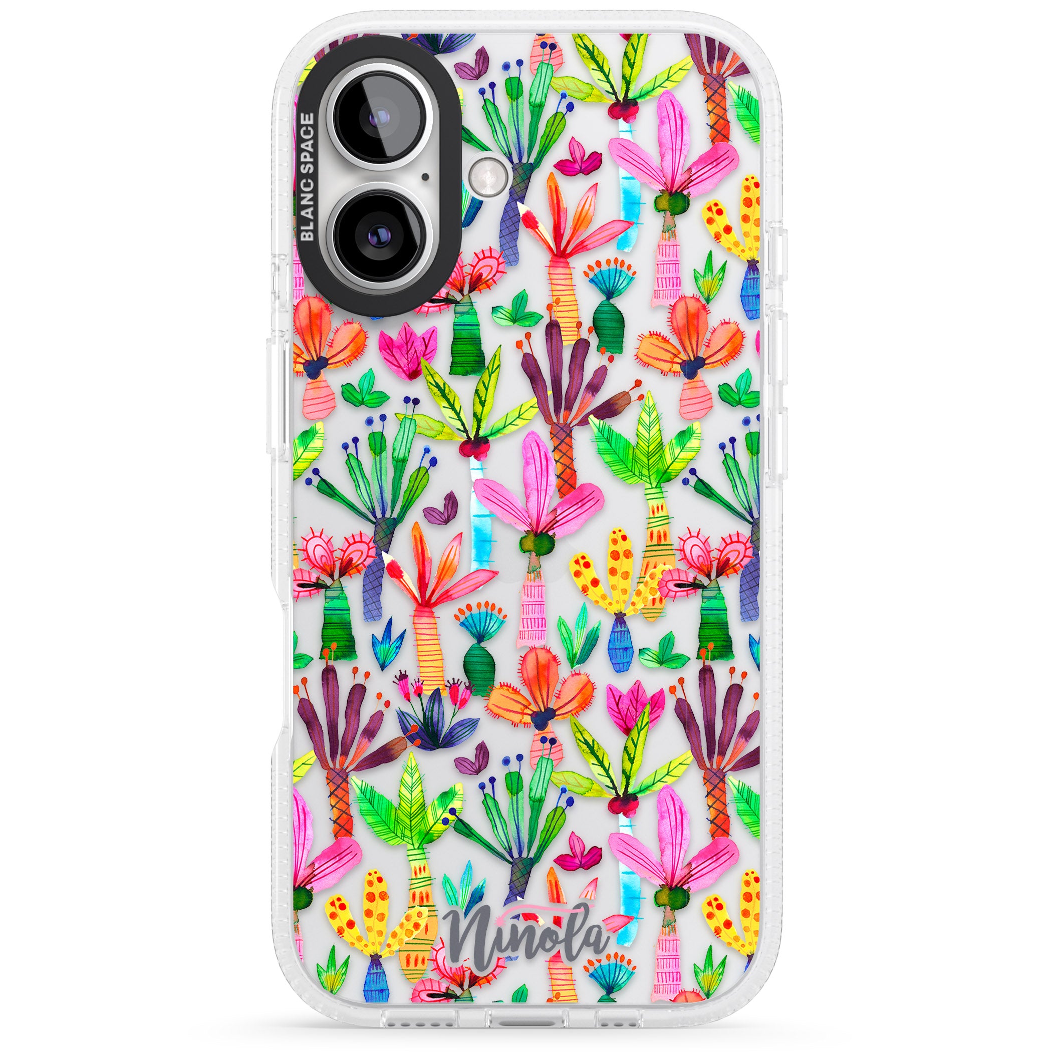 Palms Garden iPhone 16 / 16 Plus Clear Case Impact Air - Blanc Space