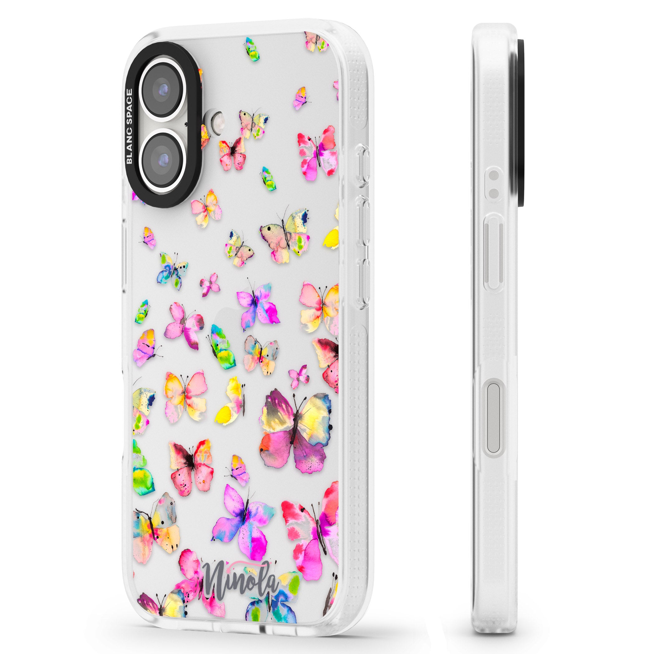 Watercolor Butterflies iPhone 16 / 16 Plus Clear Case Impact Air - Blanc Space