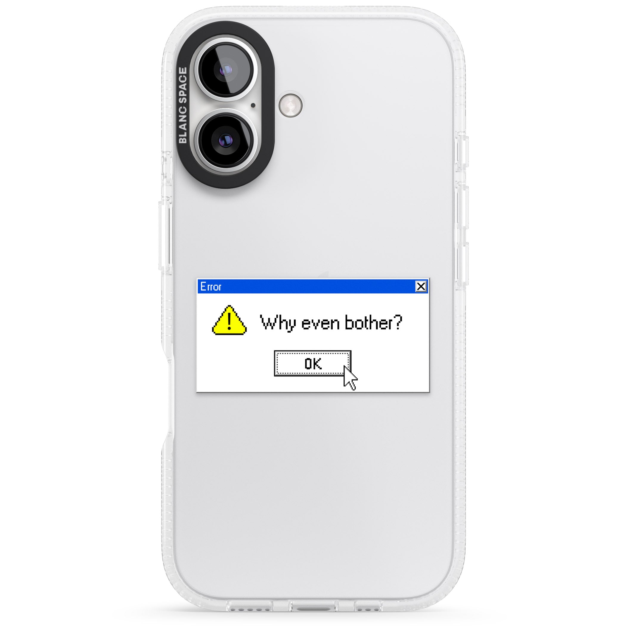 Why even bother?.exe iPhone 16 / 16 Plus Clear Case Impact Air - Blanc Space
