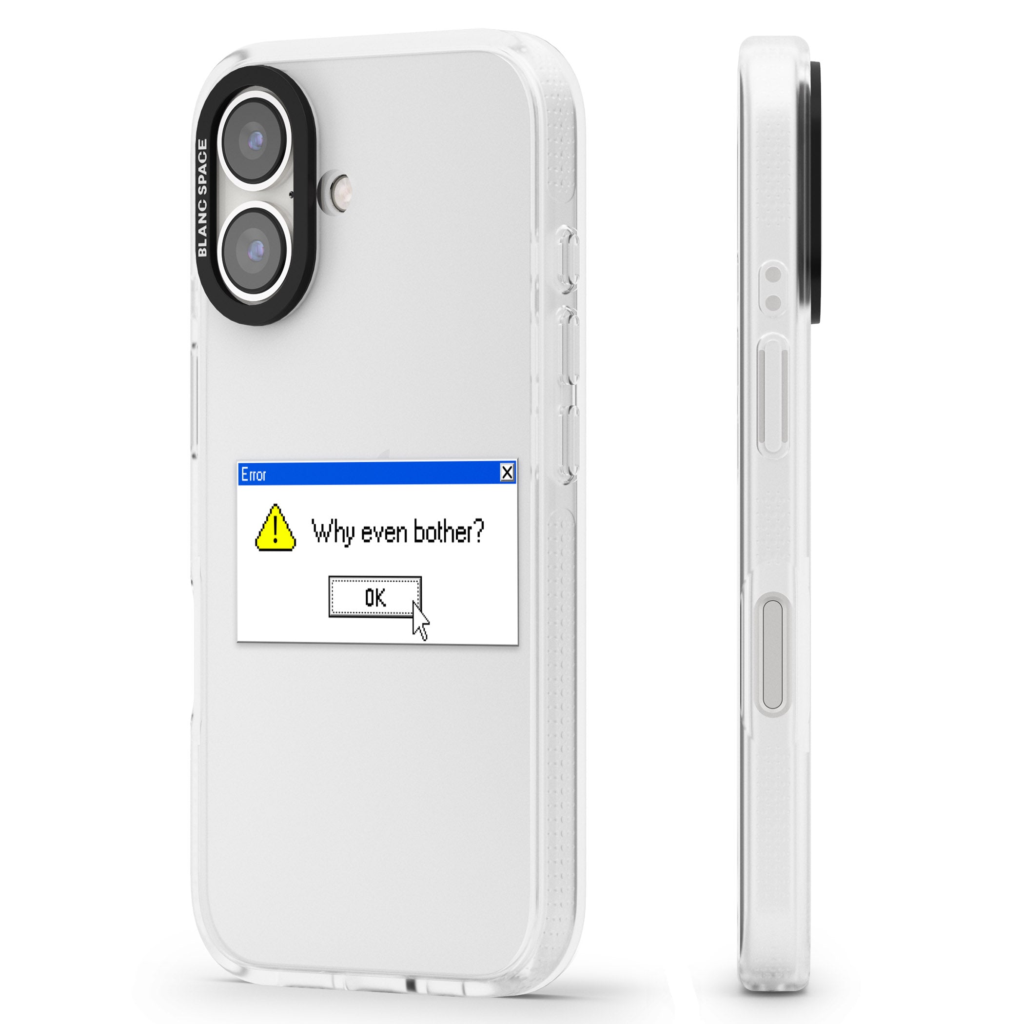 Why even bother?.exe iPhone 16 / 16 Plus Clear Case Impact Air - Blanc Space