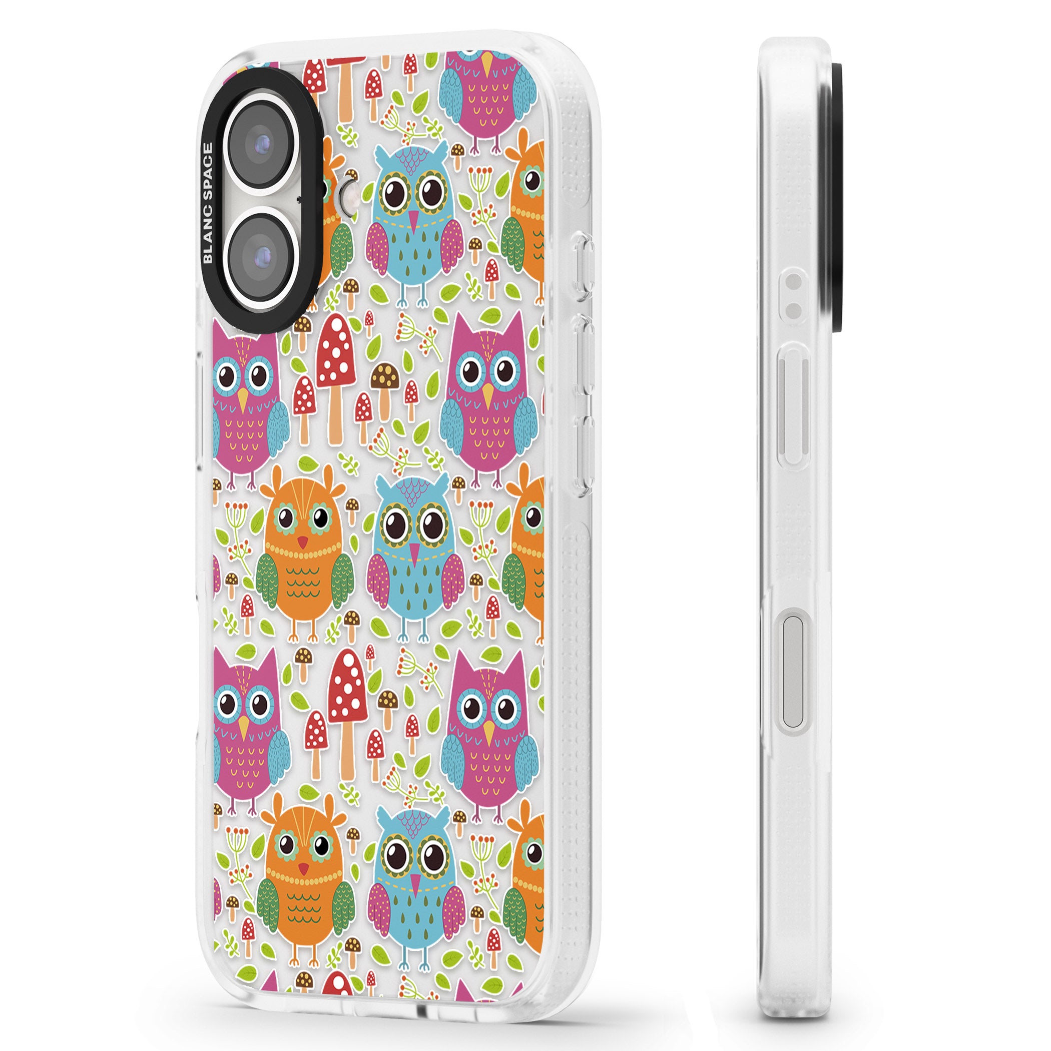 Forrest Owl Clear Pattern iPhone 16 / 16 Plus Clear Case Impact Air - Blanc Space