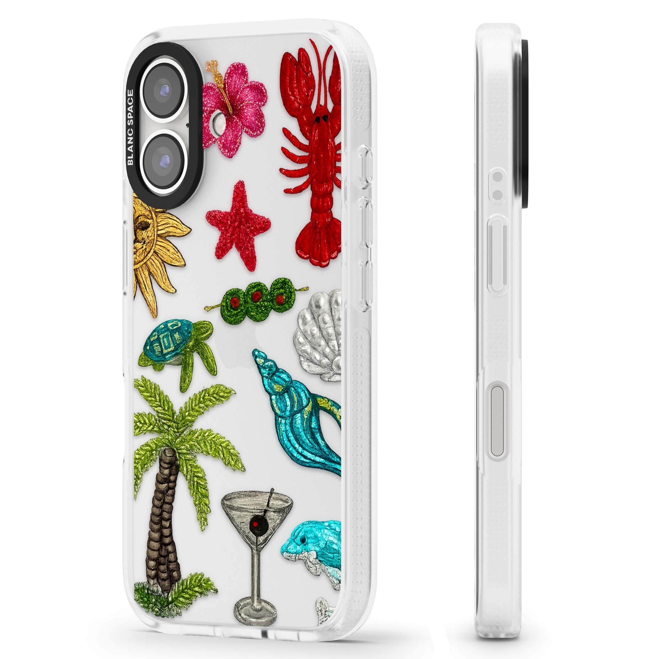 Painted Coastal Pattern coastal iPhone case | Clear Case Impact Air case for iPhone 16, iPhone 16 Plus