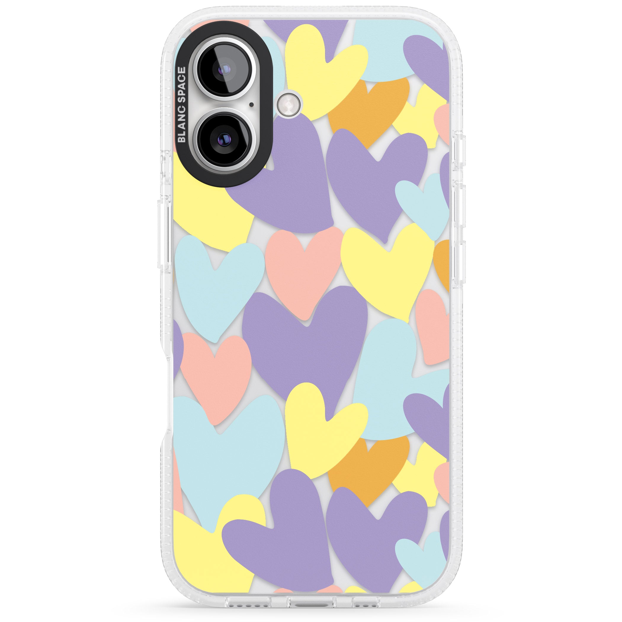 Pastel Hearts iPhone 16 / 16 Plus Clear Case Impact Air - Blanc Space
