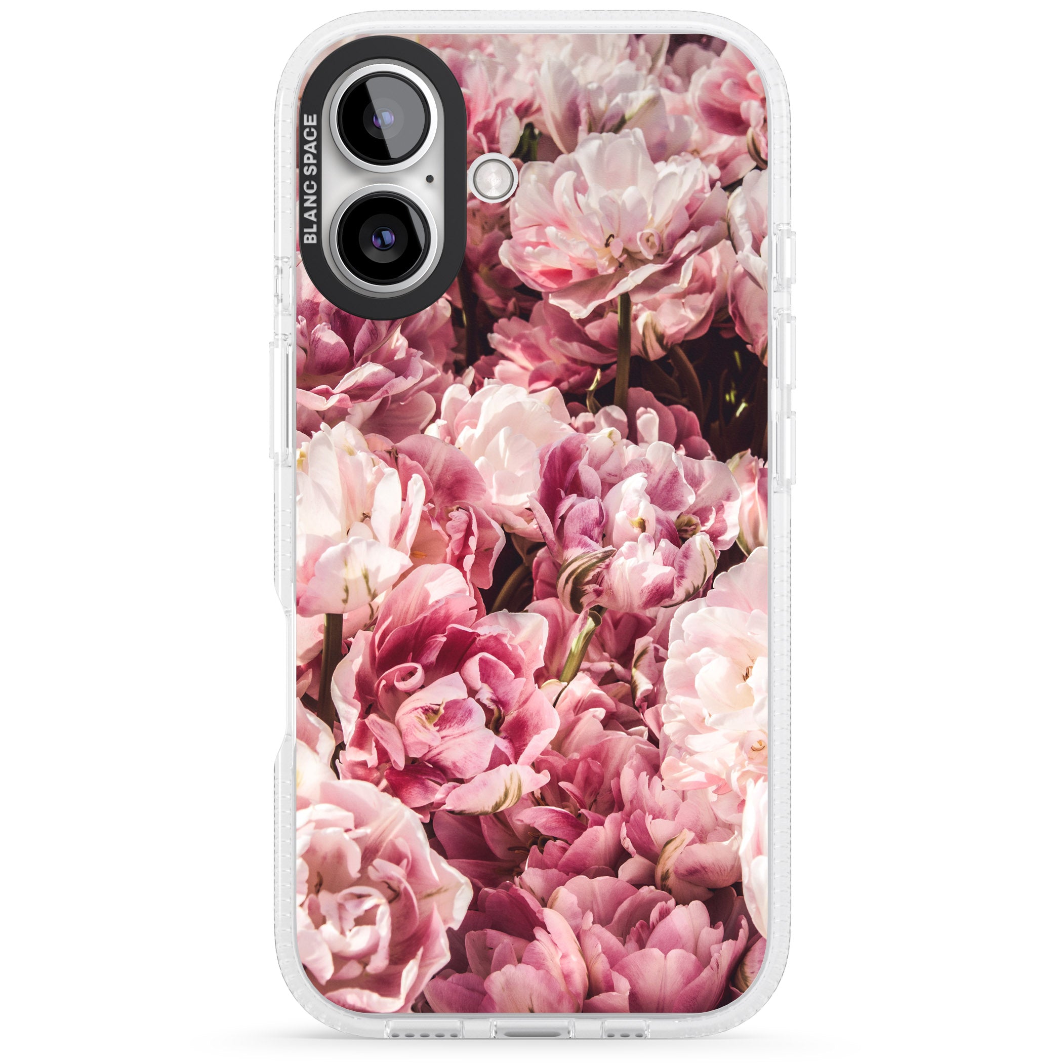 Pink Peonies iPhone 16 / 16 Plus Clear Case Impact Air - Blanc Space