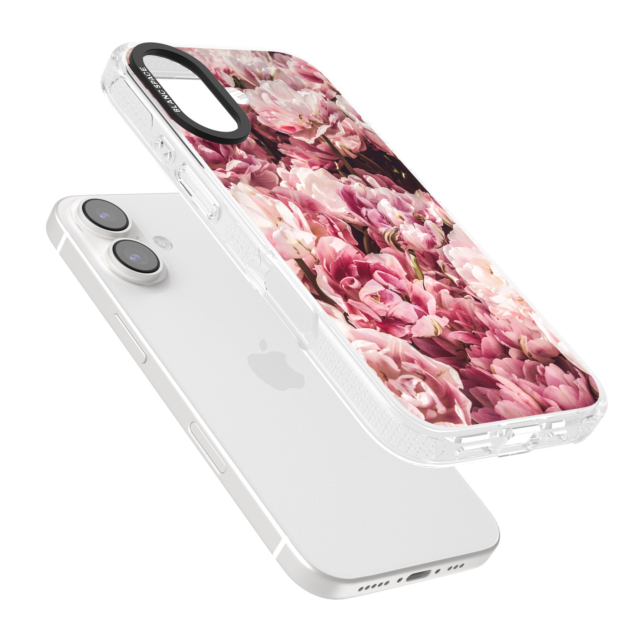 Pink Peonies iPhone 16 / 16 Plus Clear Case Impact Air - Blanc Space